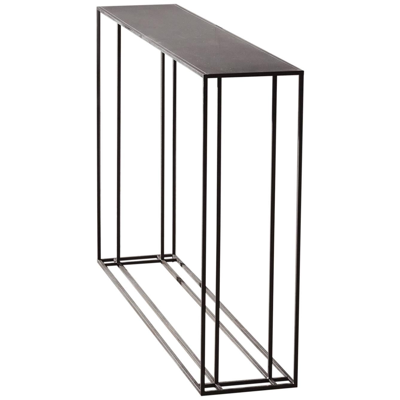 Loft Binate Console Table — Medium — All Blackened Steel — Made in Britain For Sale
