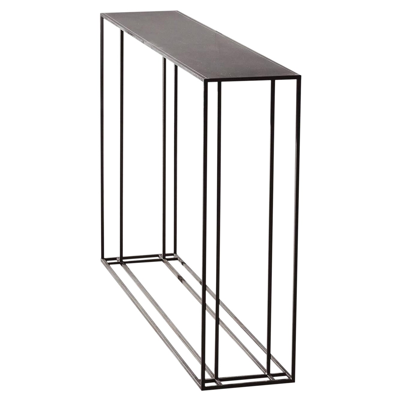 Petite table console Loft Binate en acier noirci, fabriquée en Grande-Bretagne