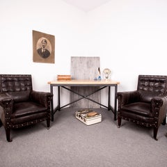 Loft Industrial Dining Table X-Base Steel and Oak Wood