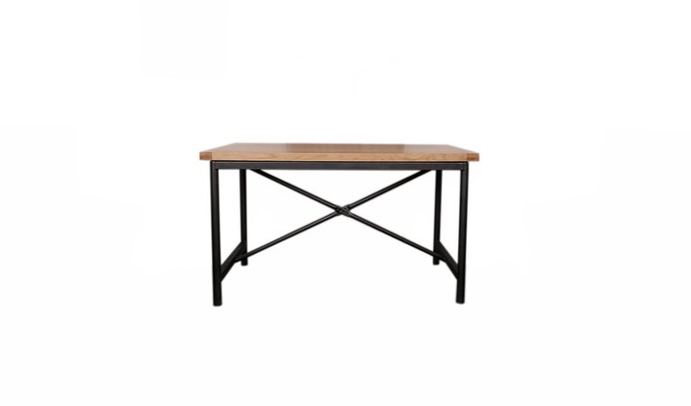 Loft Industrial Dining Table X-Base Steel and Oak Wood For ...