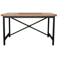 Loft Industrial Dining Table X-Base Steel and Oak Wood