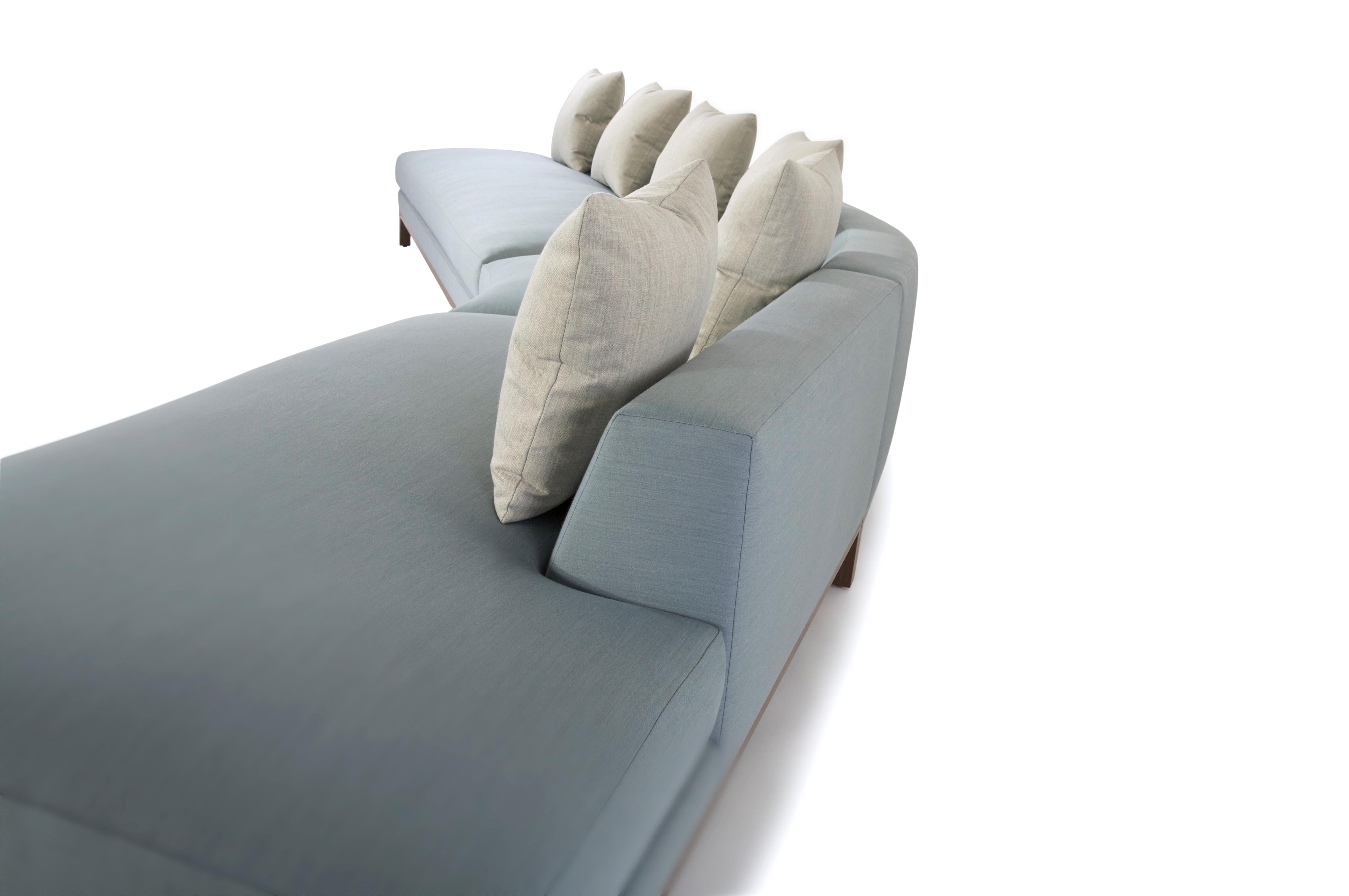 American Loft Sofa curved sofa loose seat cushions sofa walnut legs curved shape      For Sale