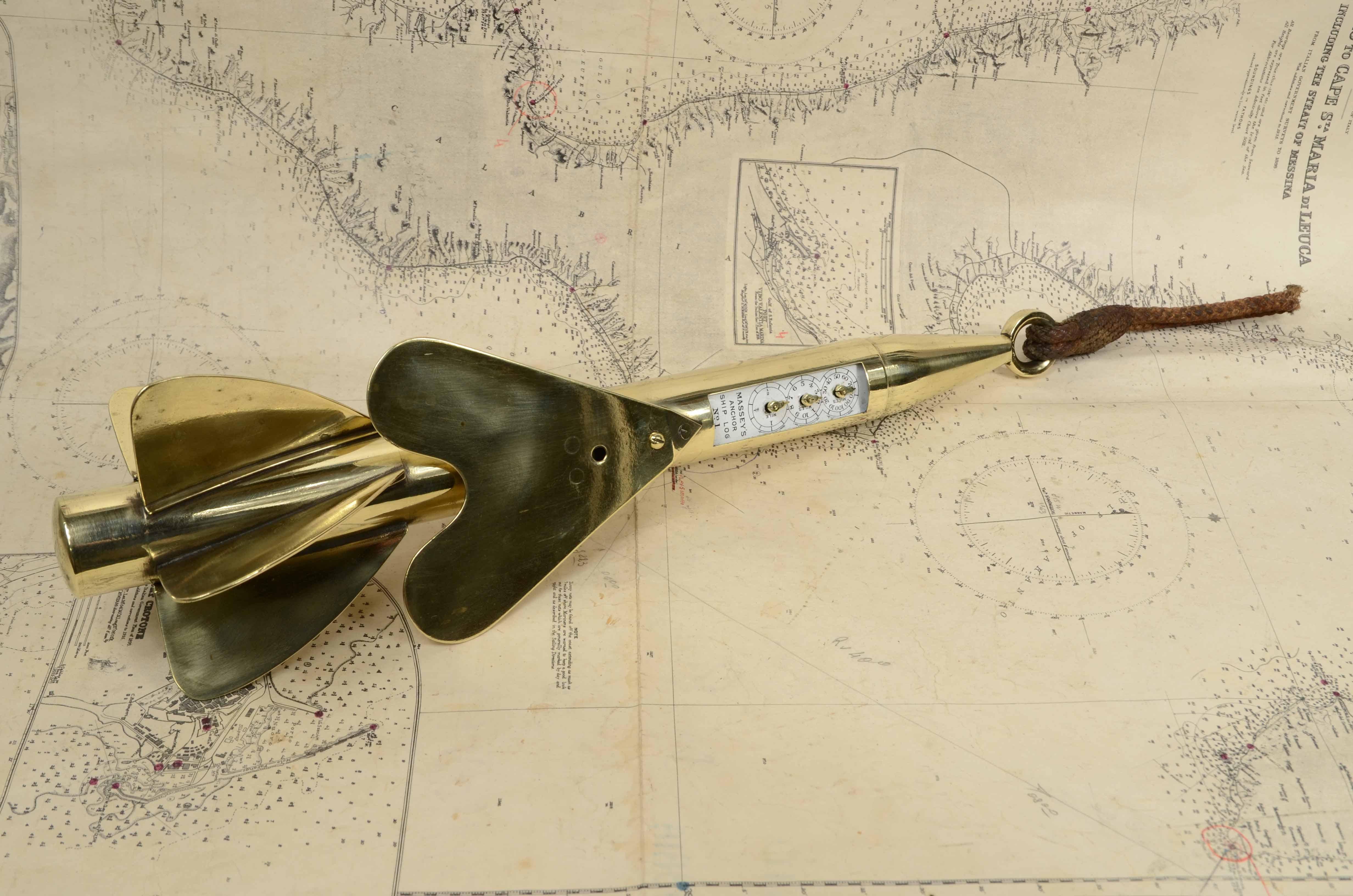 Early 19th Century Log contamiglia nautico in ottone firmato  MASSEY’S Anchor Ship Log del 1820 