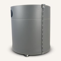 Log holder in regenerated leather GIRO - Diameter 47 cm