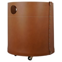 Log holder in regenerated leather GIRO - Diameter 47 cm