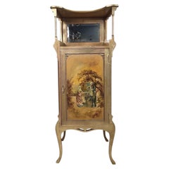 Log inSearch Cart Antique Victorian Hand-Painted Music Cabinet with Brass Galle