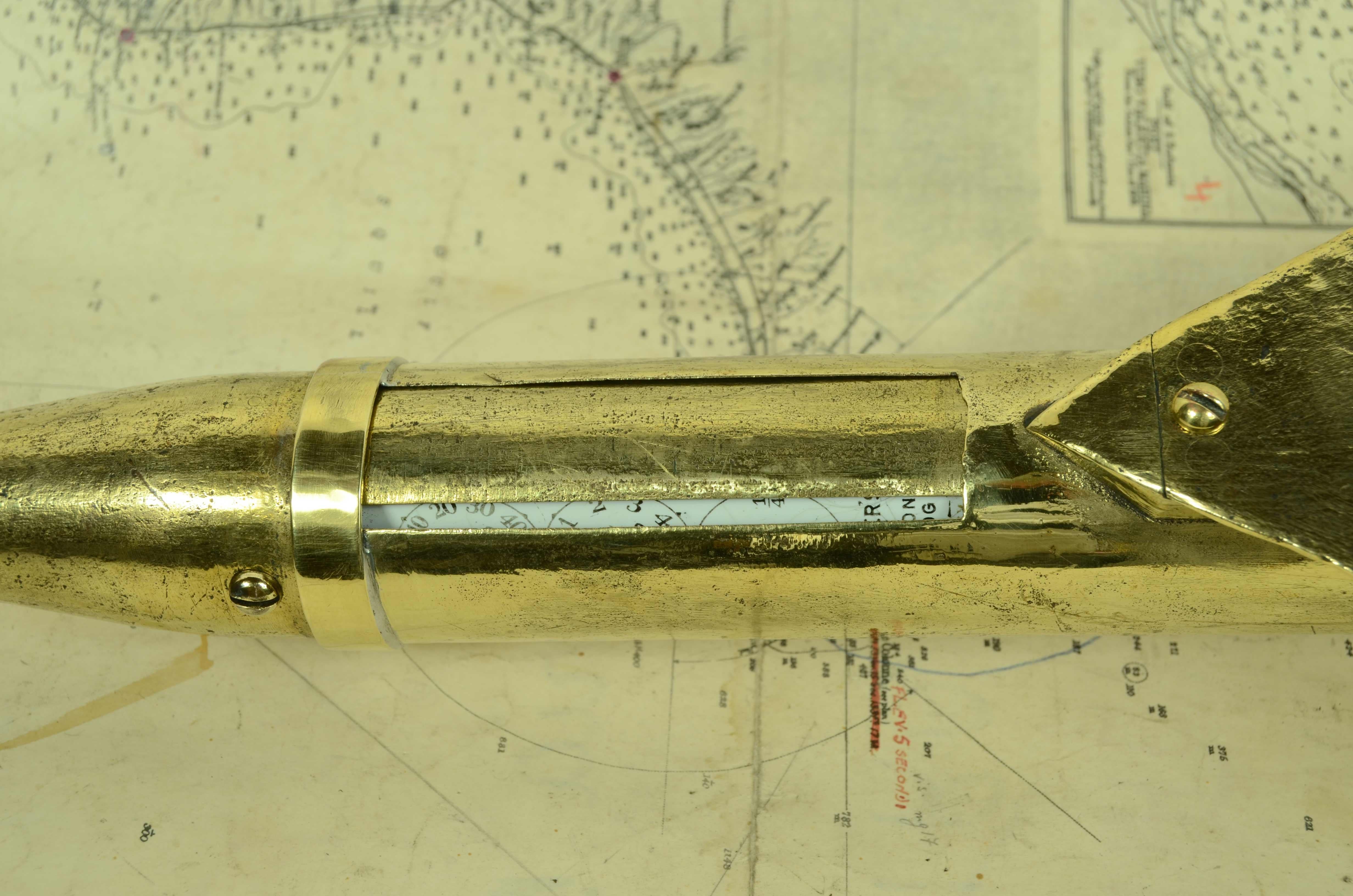 Brass nautical log or solcometer in the shape of a  speargun, signed T. Walker's 1870 For Sale 6