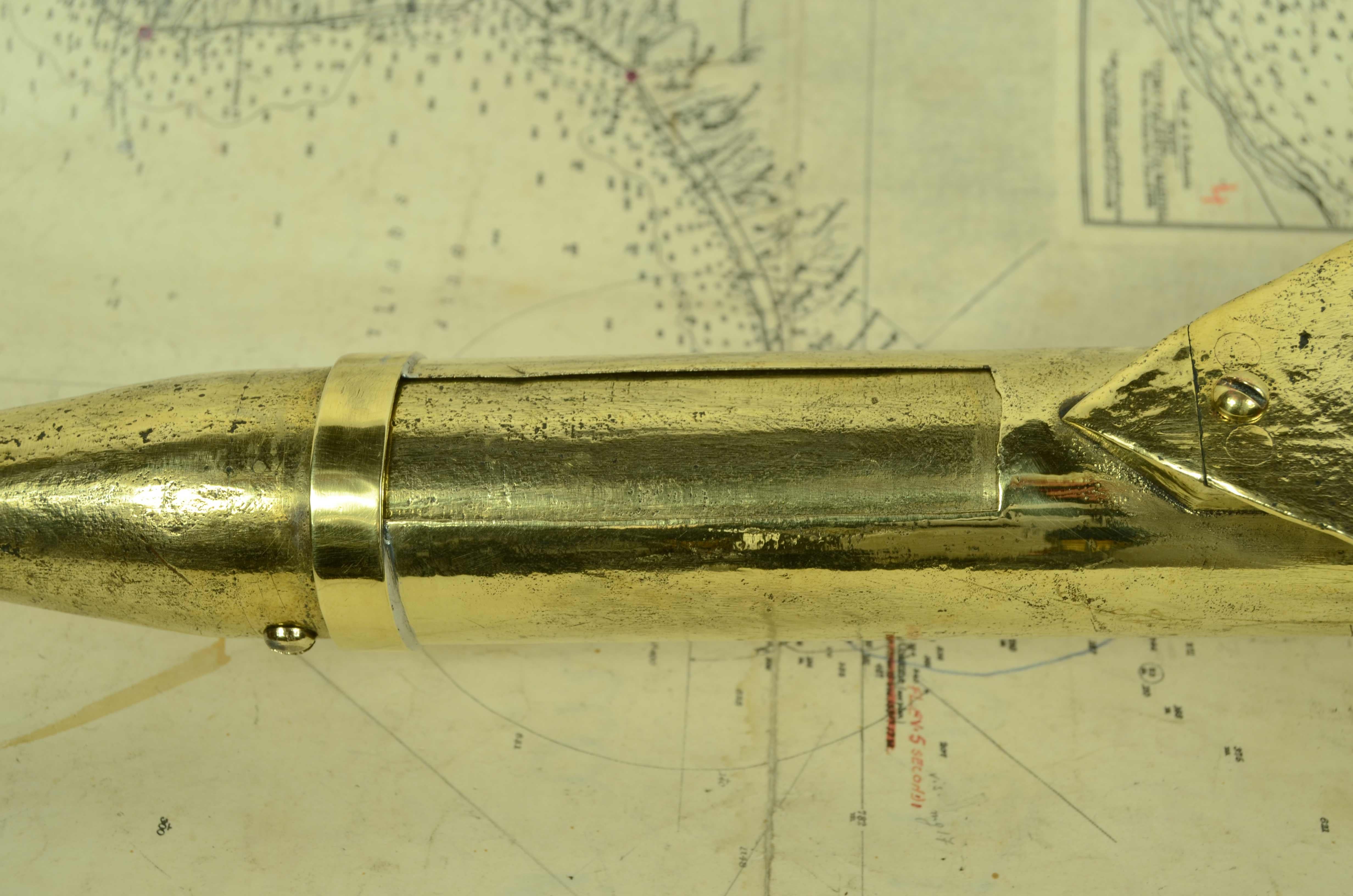 Brass nautical log or solcometer in the shape of a  speargun, signed T. Walker's 1870 For Sale 7