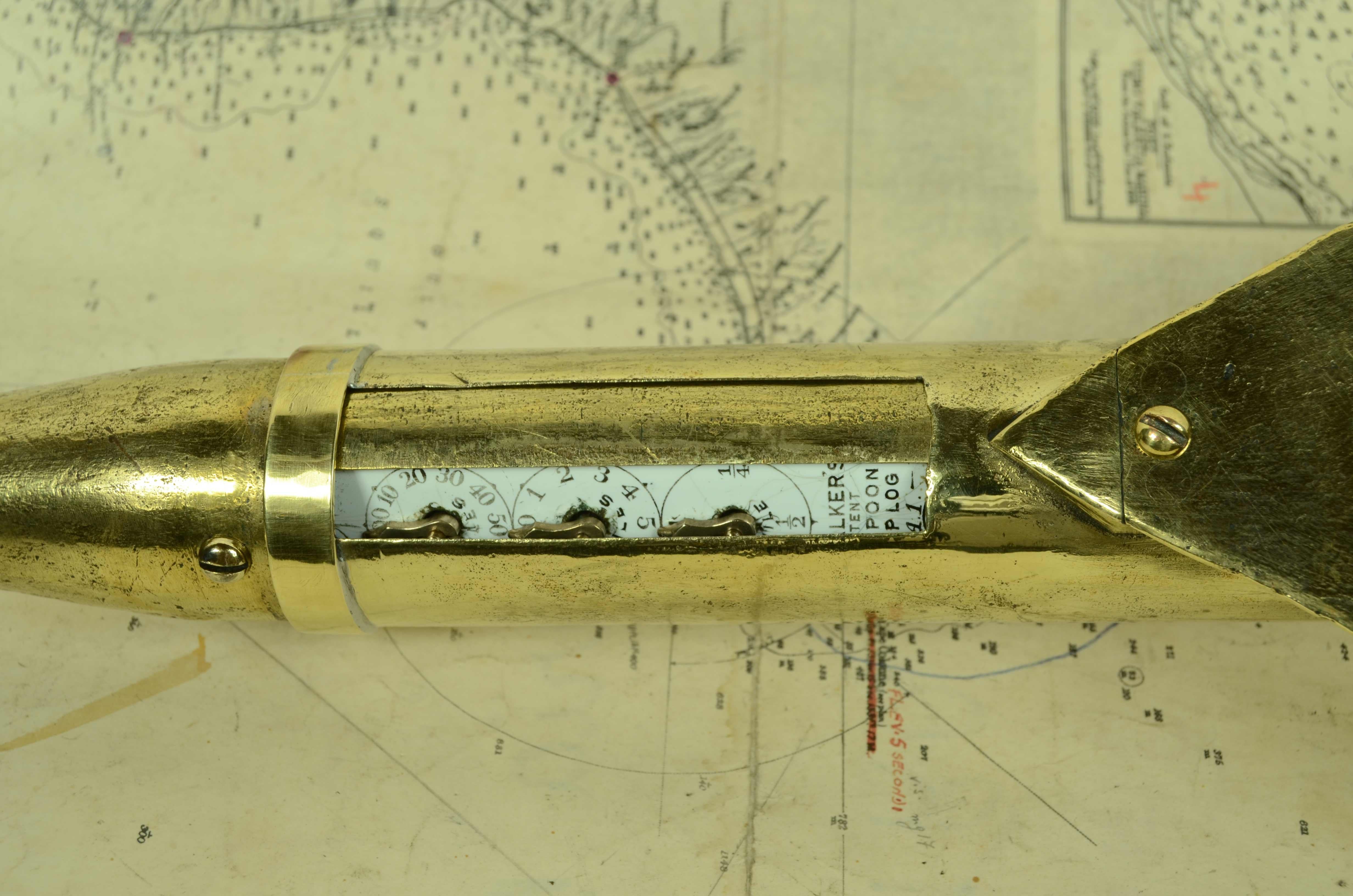 Brass nautical log or solcometer in the shape of a  speargun, signed T. Walker's 1870 For Sale 5