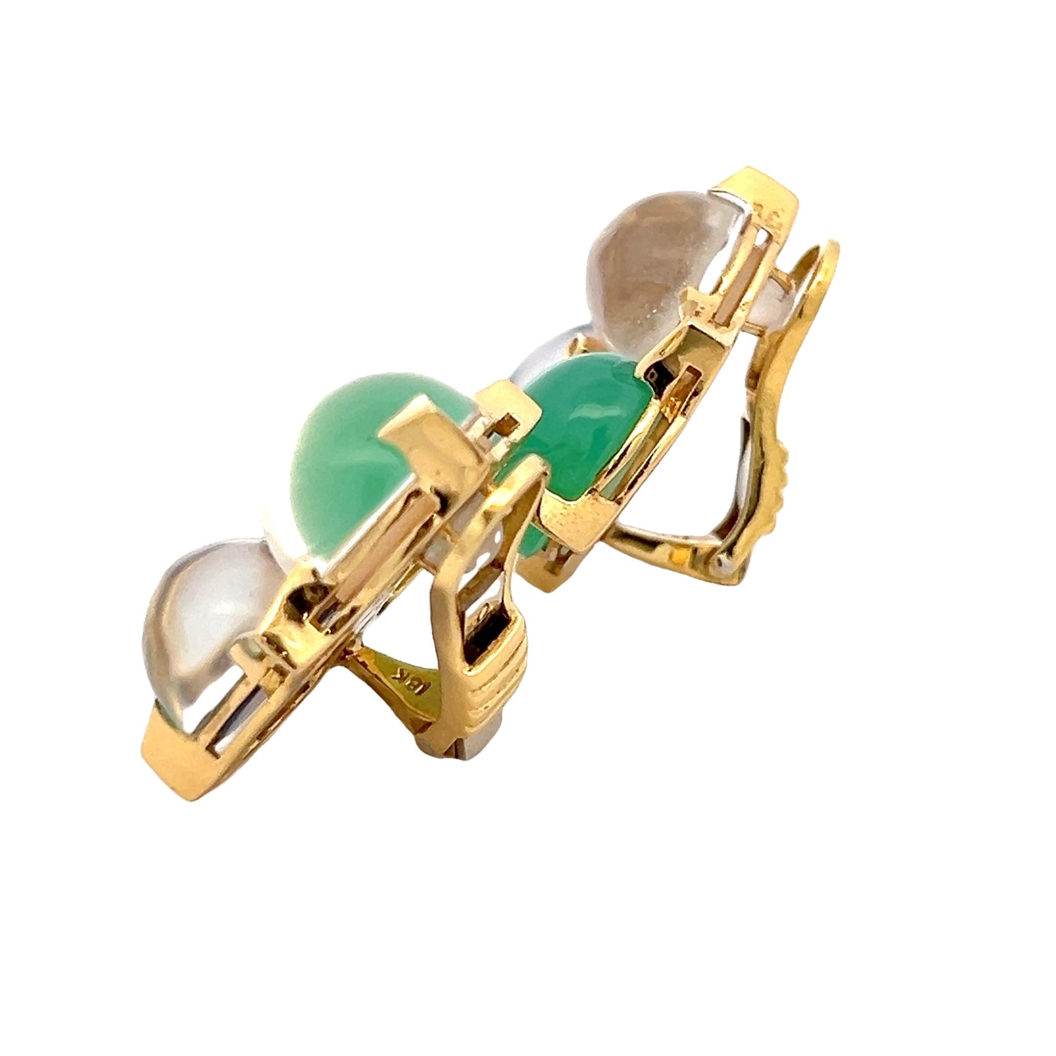 Cabochon Logan Hollowell 18K Gold Multi-Gemstone Clip-On Earrings, Signed LH NYC For Sale