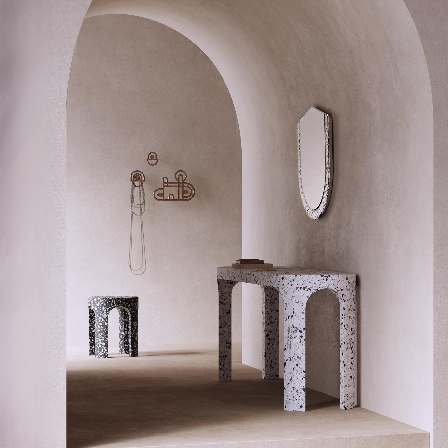 Italian Loggia Console, White Terrazzo Marble by Portego For Sale