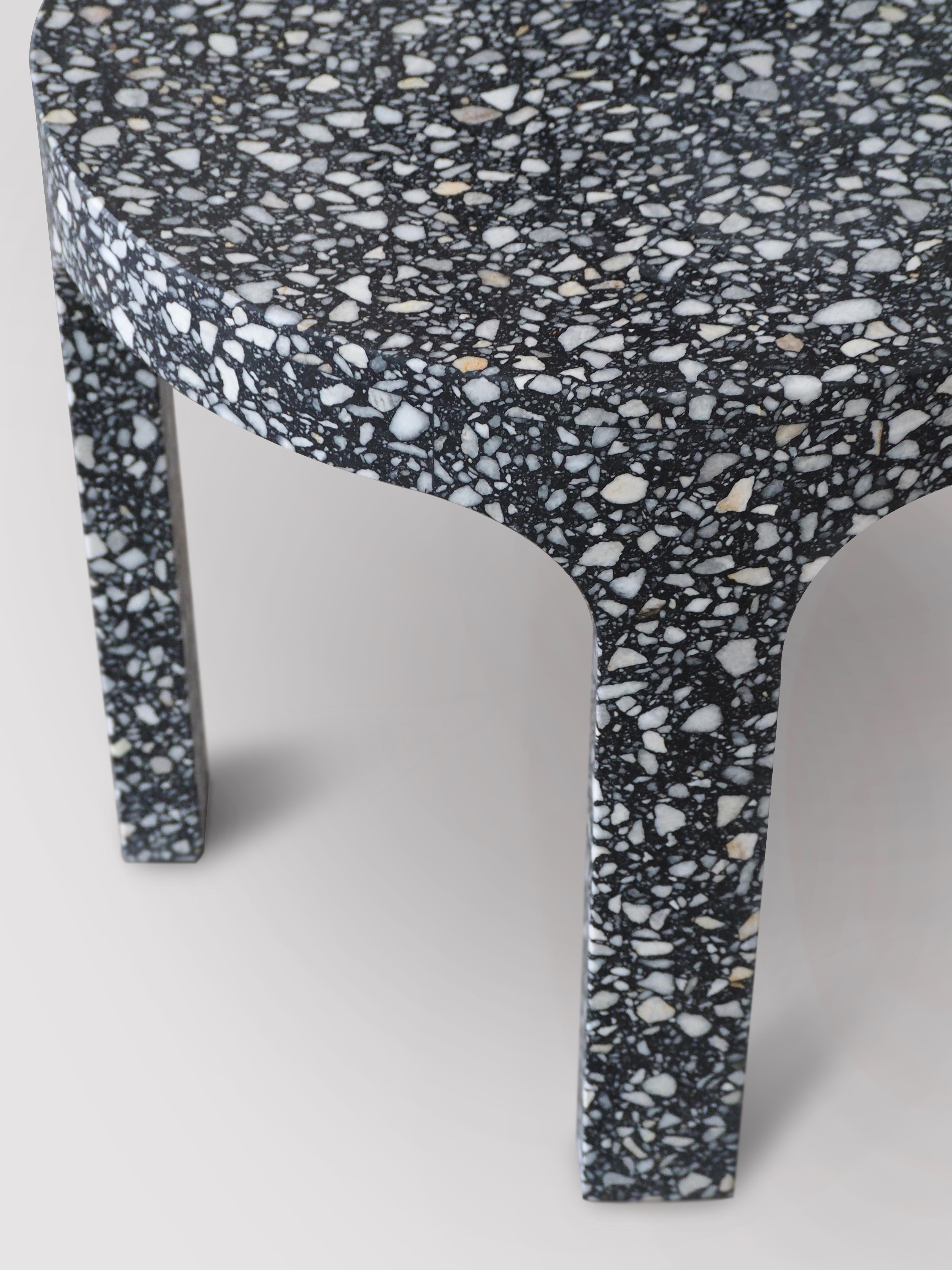 Loggia is a side table made in marble or resin terrazzo.
Designed by Matteo Leorato
A material, traditionally used in the Renaissance for the paving of the noble palaces, here is reinterpreted in the third dimension carved and carefully polished
