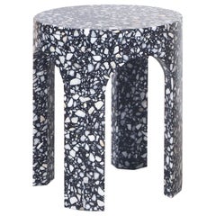 Loggia Small Side Table or Black Terrazzo Marble by Portego