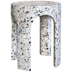 Loggia Small Side Table / White Terrazzo Marble by Portego
