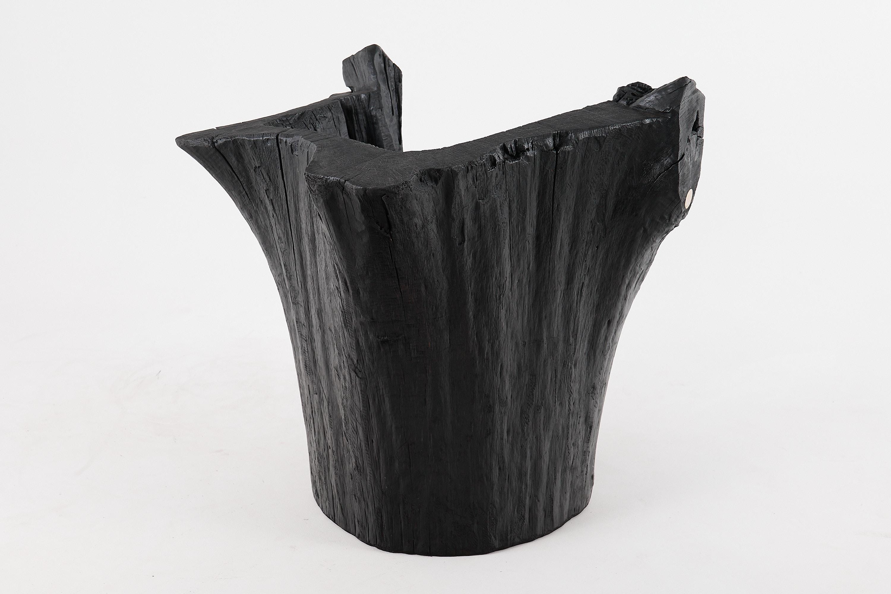 Logniture, Brutalist Sculptural Armchair, Solid Burnt Oak Wood, Organic, 1/1 For Sale 4