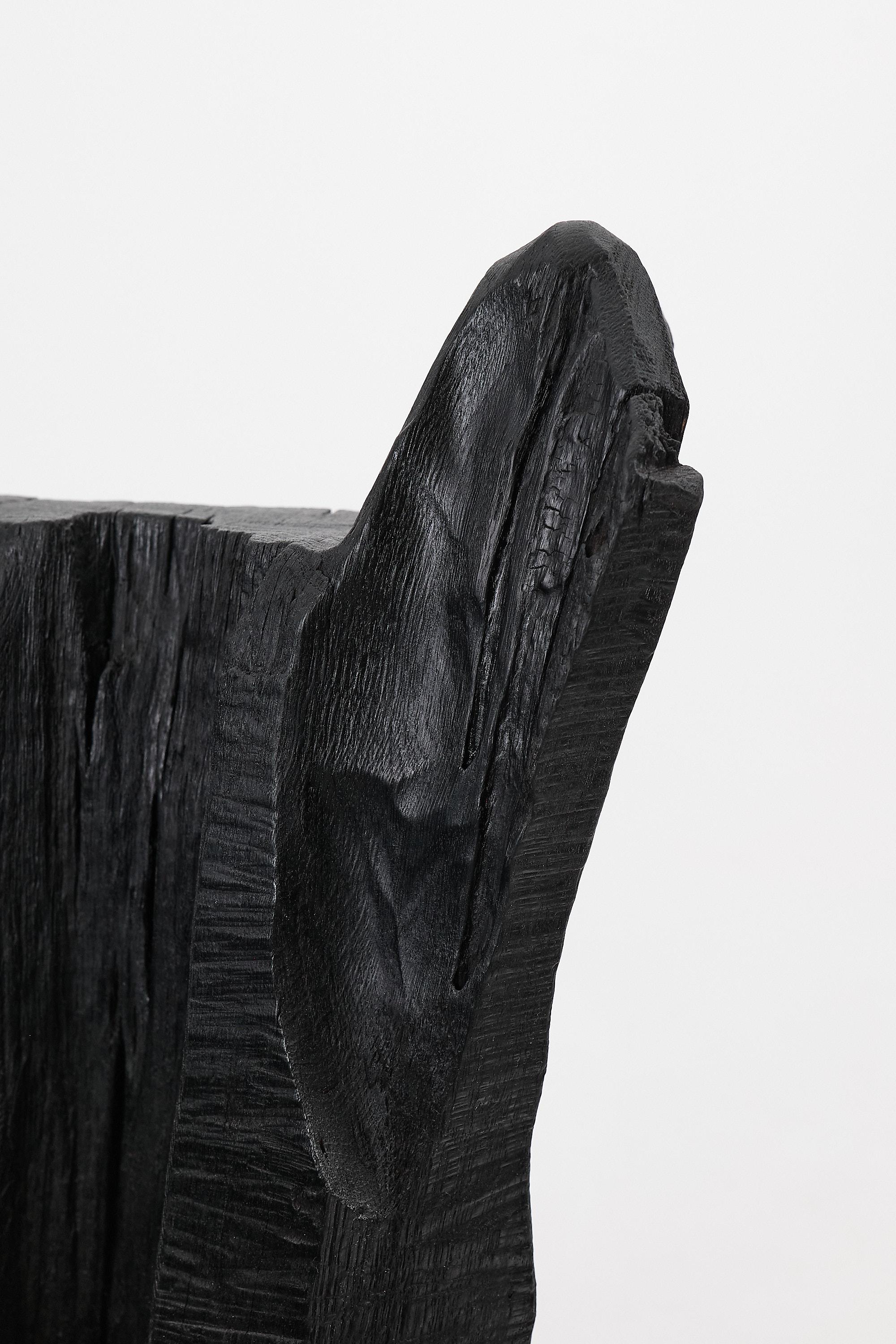 Logniture, Brutalist Sculptural Armchair, Solid Burnt Oak Wood, Organic, 1/1 For Sale 10