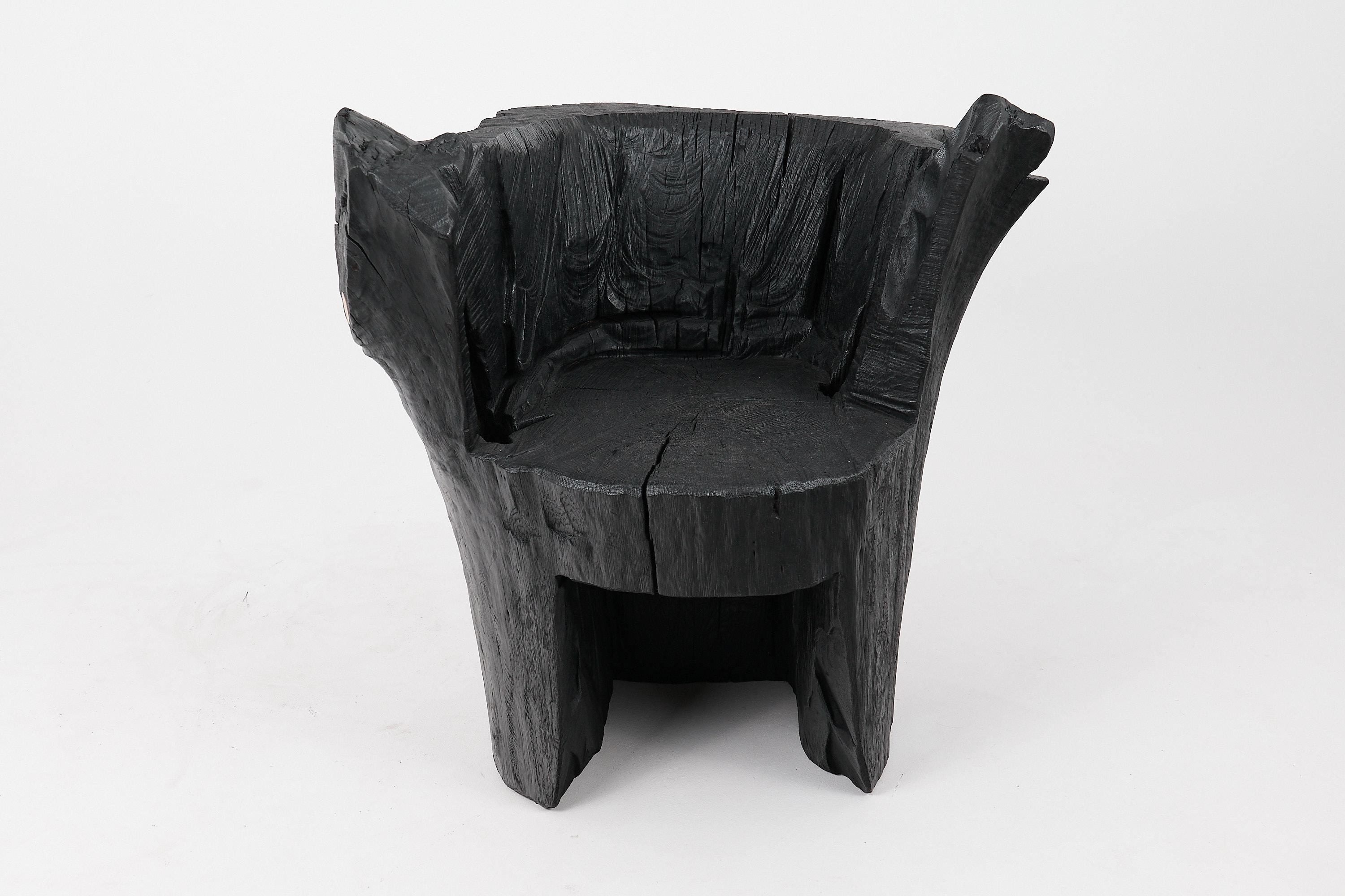 Step into the realm of bold, uncompromising design with the Logniture Brutalist Sculptural Armchair—a true masterpiece in solid burnt oak wood. This one-of-a-kind armchair is not just a piece of furniture; it’s a statement of artistry and raw
