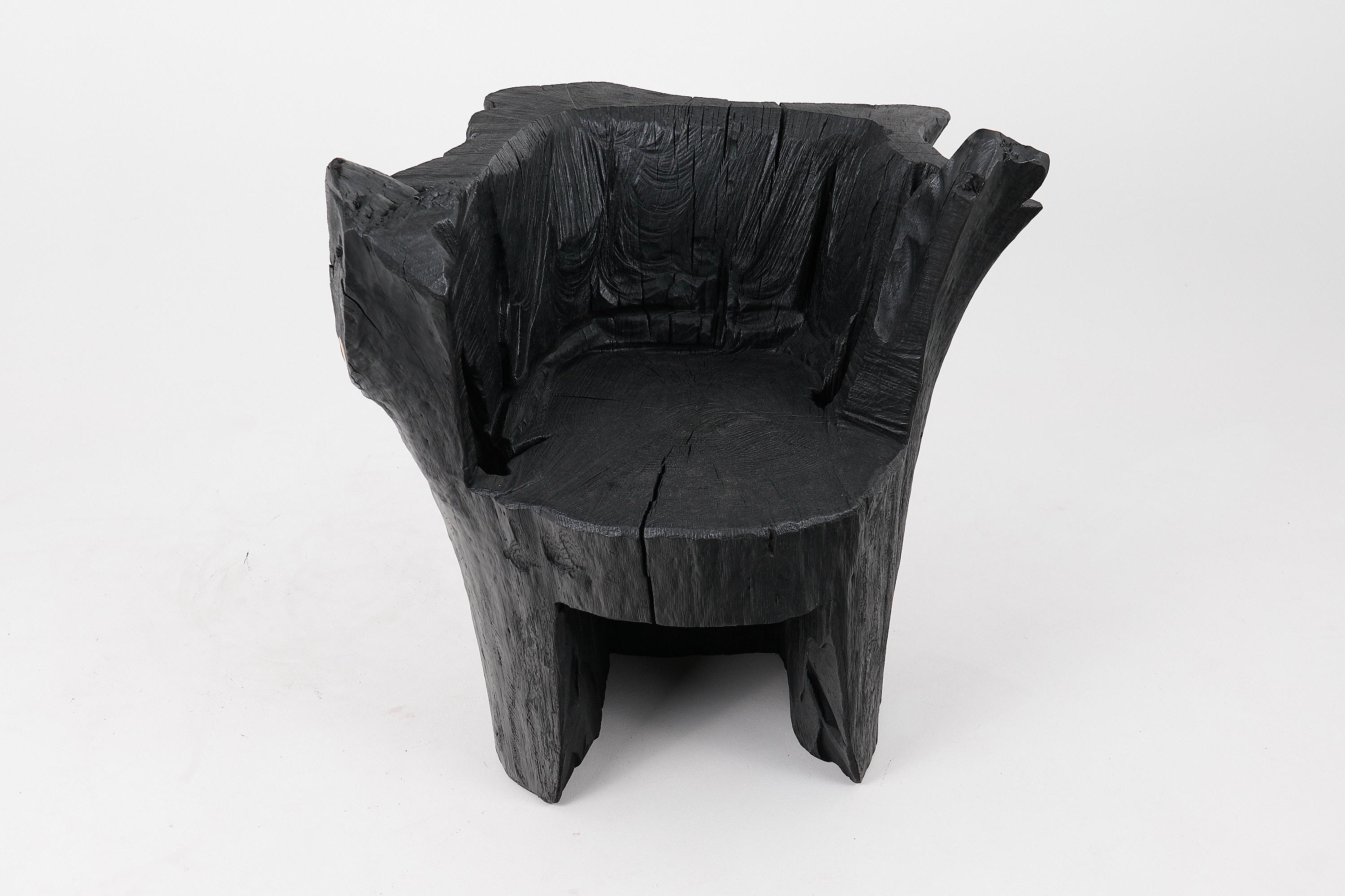 Croatian Logniture, Brutalist Sculptural Armchair, Solid Burnt Oak Wood, Organic, 1/1 For Sale