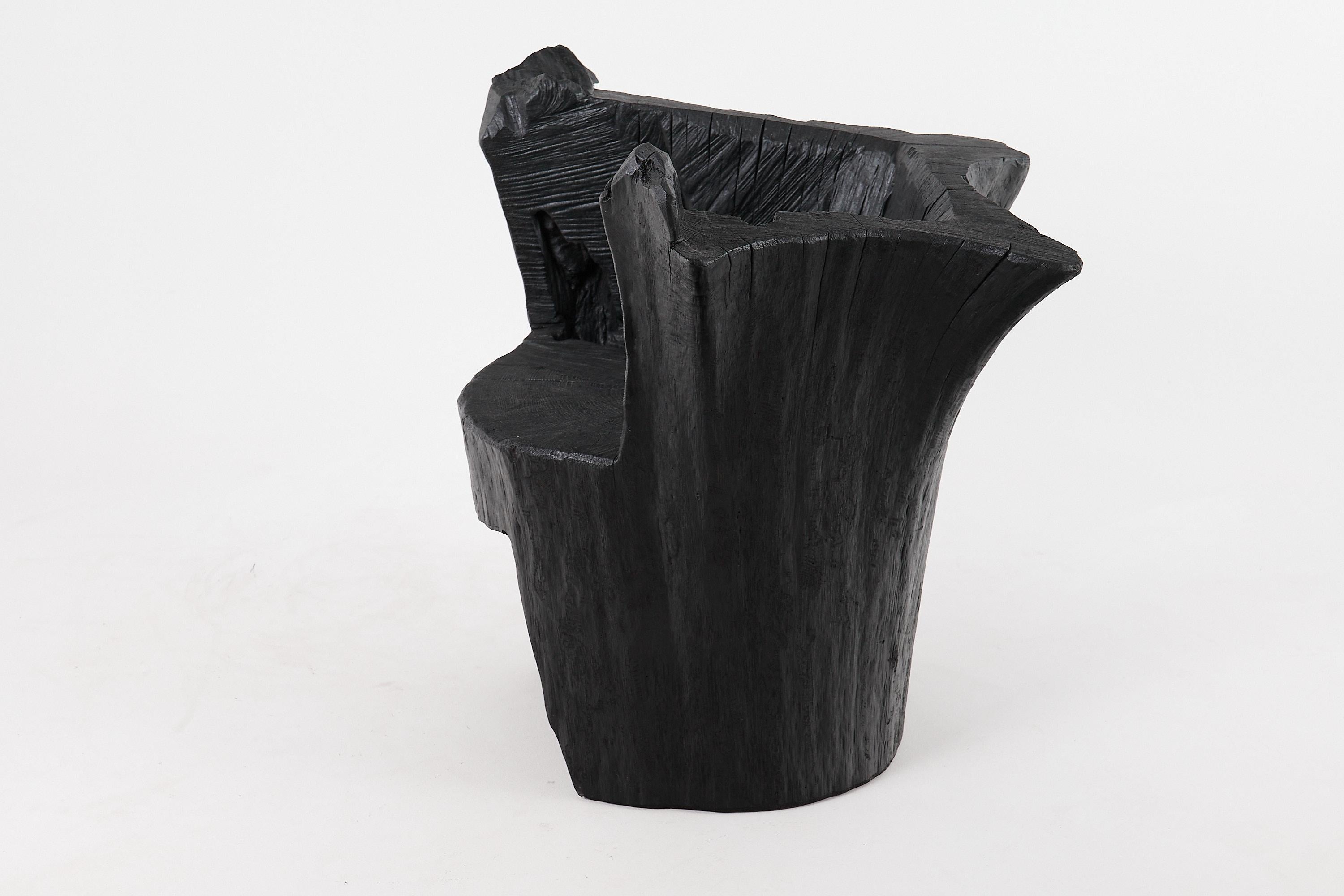 Logniture, Brutalist Sculptural Armchair, Solid Burnt Oak Wood, Organic, 1/1 In New Condition For Sale In Stara Gradiška, HR