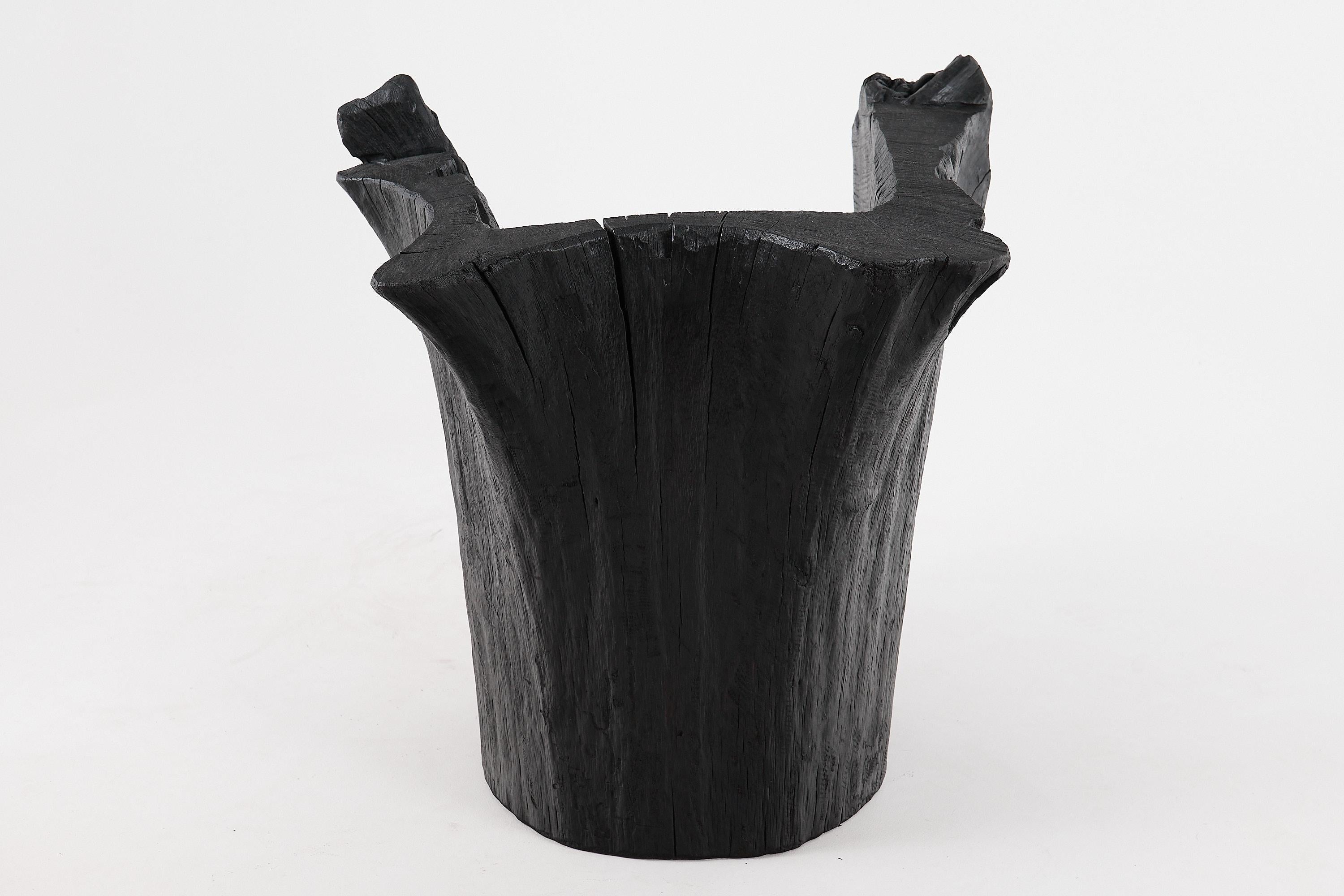 Logniture, Brutalist Sculptural Armchair, Solid Burnt Oak Wood, Organic, 1/1 For Sale 3