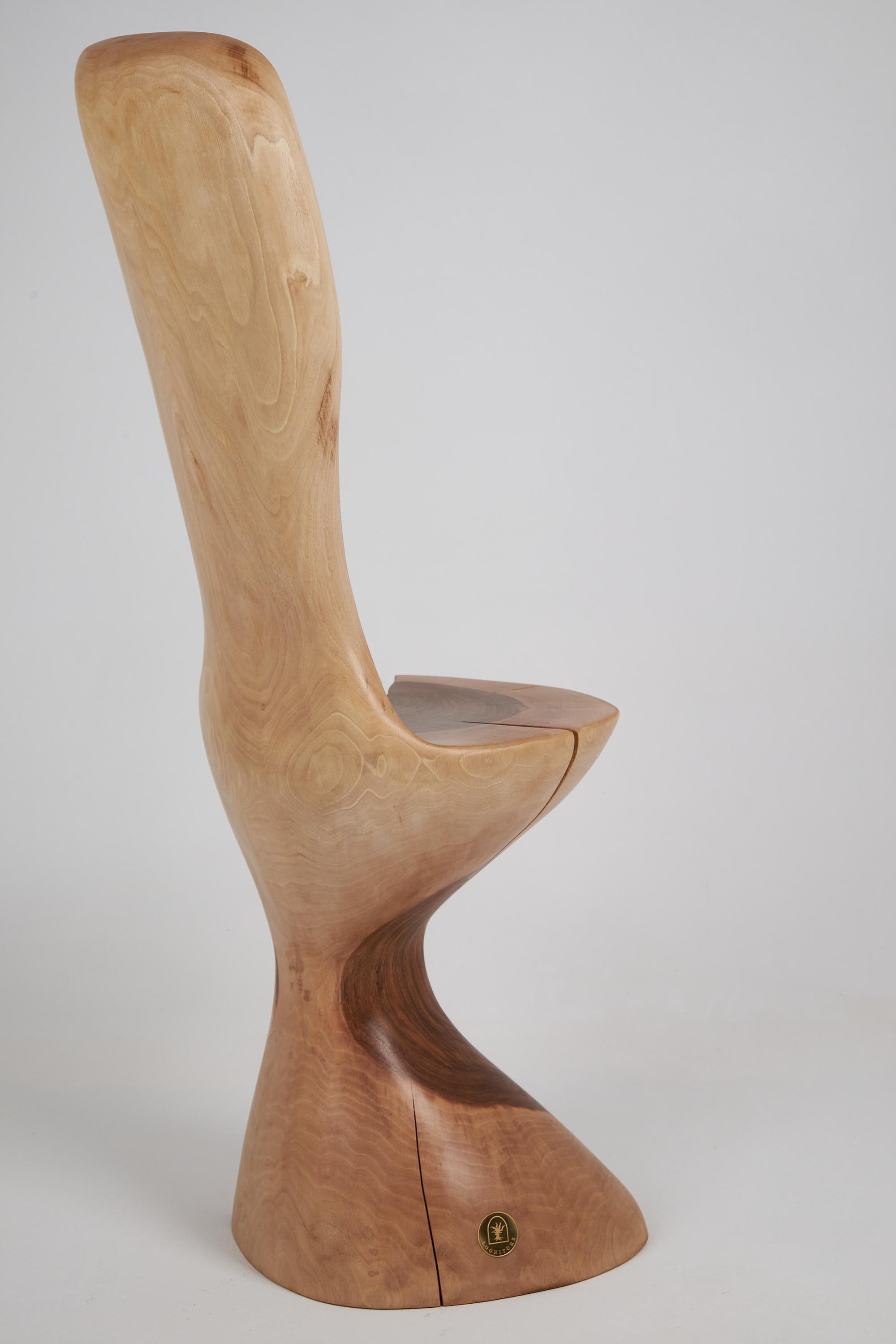 Bois Logniture, chaise sculptée à partir d'une seule pièce de Wood Wood, meubles en rondins, uniques en vente