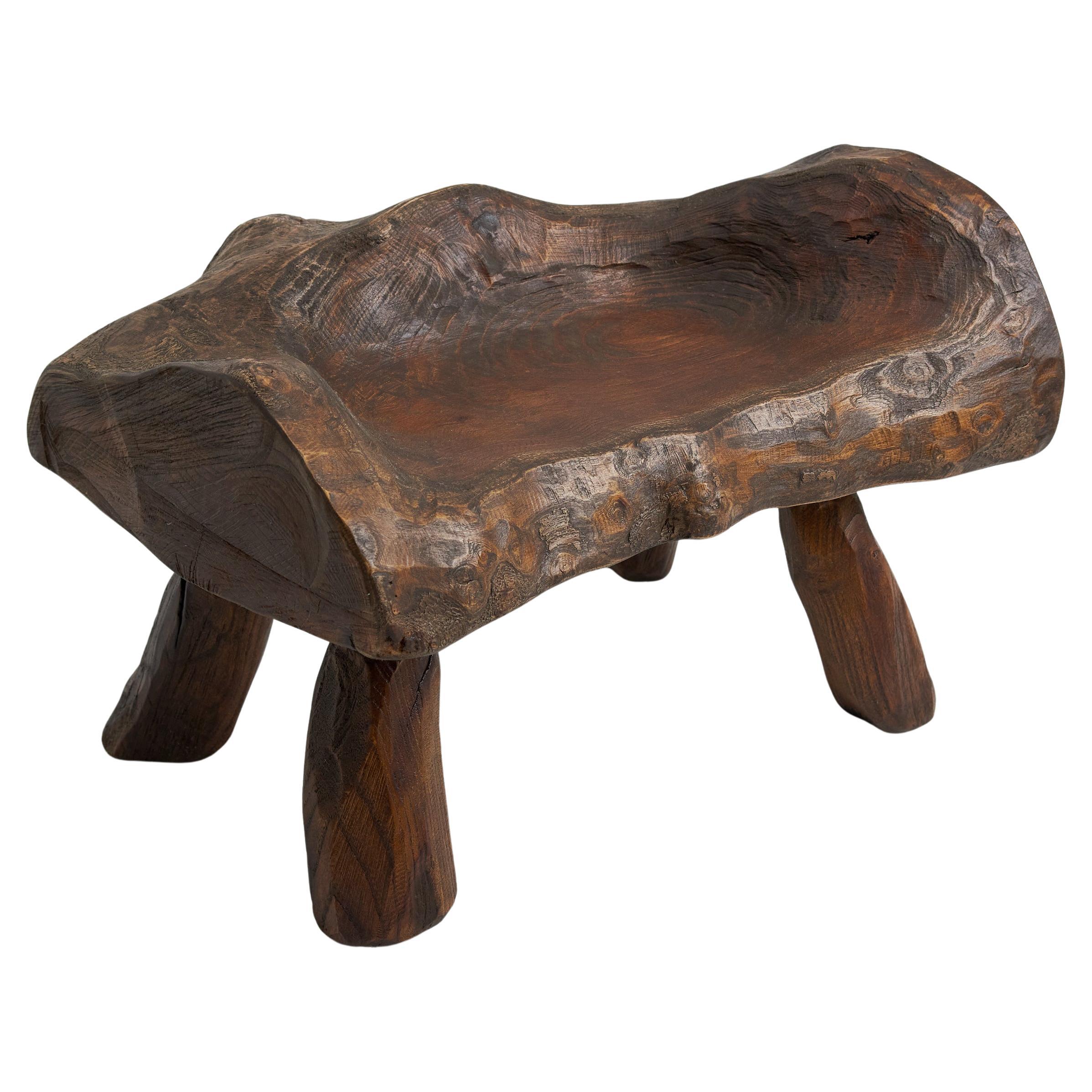 Logniture, Carved Stool From Single Piece of Mulberry Wood, Unique Log Furniture