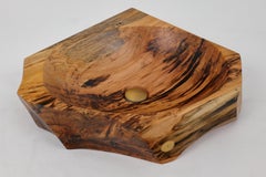 Logniture, Badwaschbecken aus Massivholz mit naturfarbener Kante, Untertasse, Original-Design