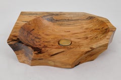 Logniture, Badwaschbecken aus Massivholz mit naturfarbener Kante, Untertasse, Original-Design