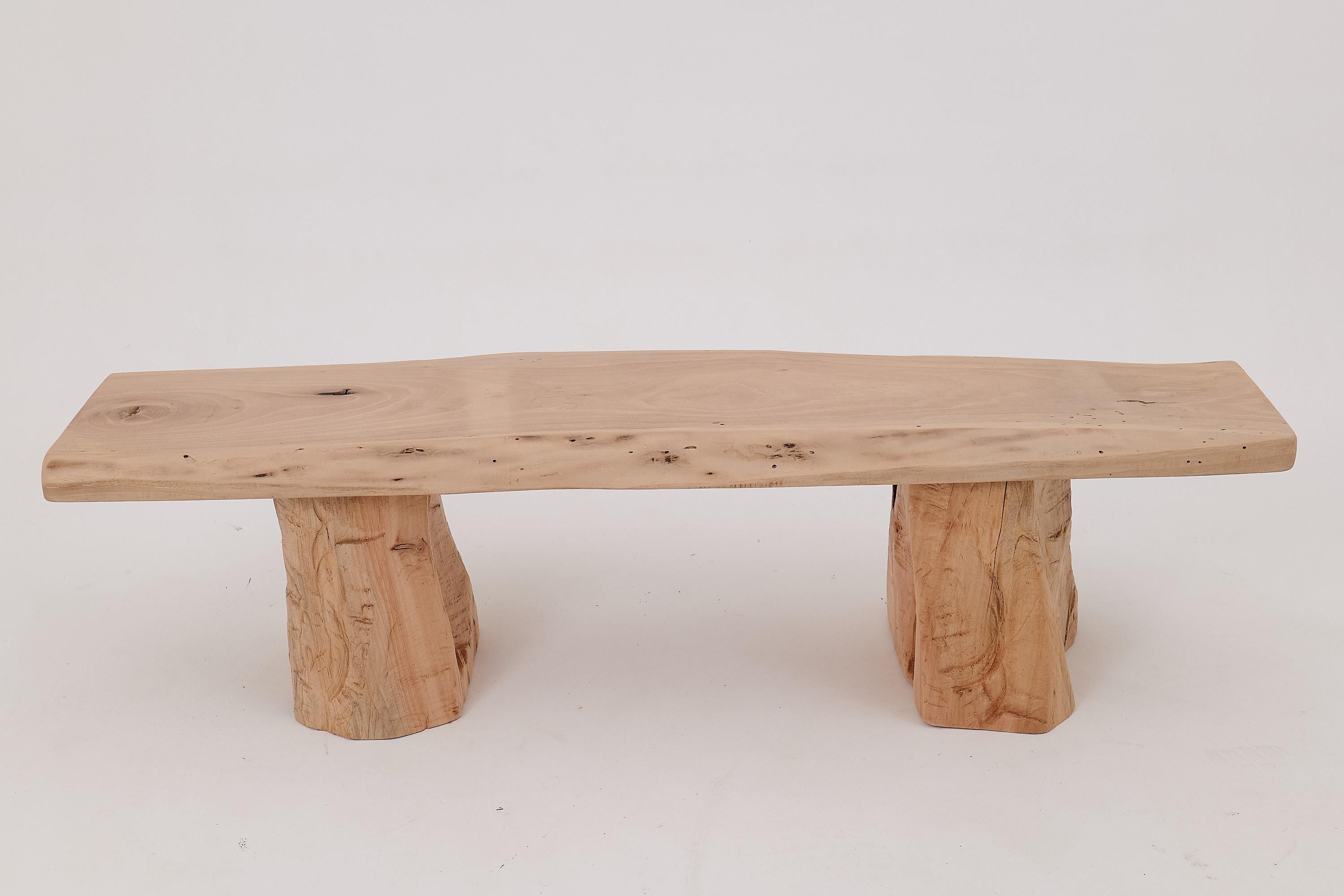 Logniture, Bank aus Nussbaumholz mit naturfarbener Kante, Wabi-Sabi, Brutalismus, Log Furniture im Angebot 2