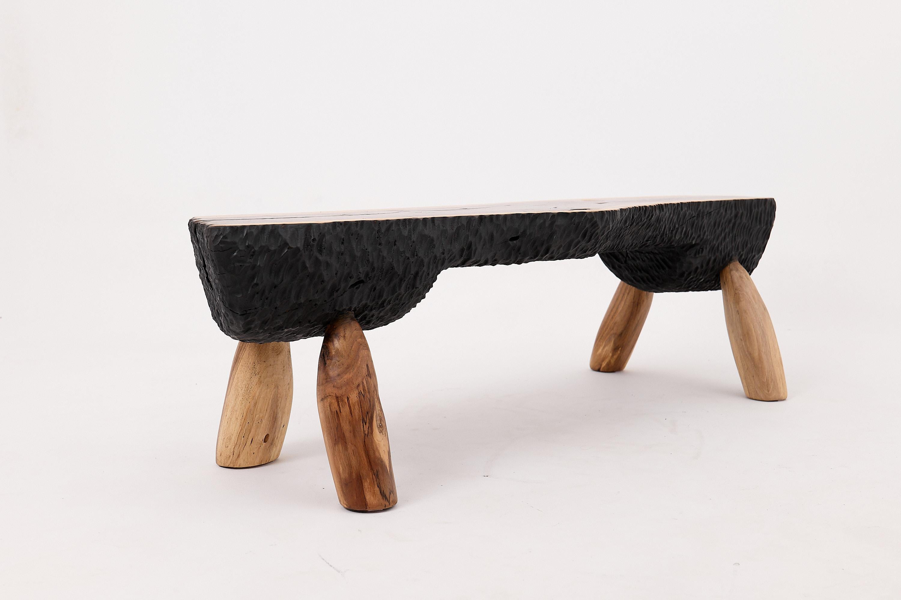 Logniture, Live Edge Walnut Bench, Wabi-Sabi, Brutalist, Log Furniture For Sale 2