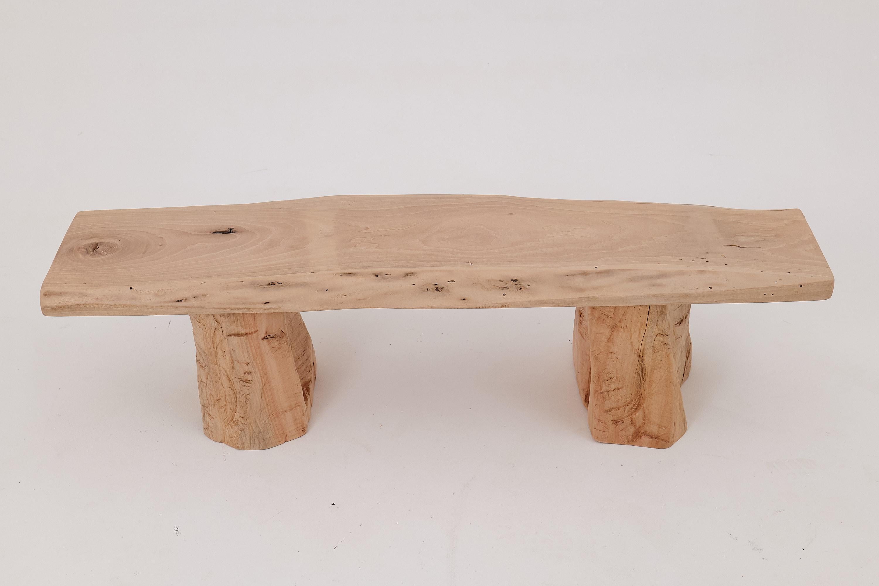 Logniture, Bank aus Nussbaumholz mit naturfarbener Kante, Wabi-Sabi, Brutalismus, Log Furniture im Angebot 3