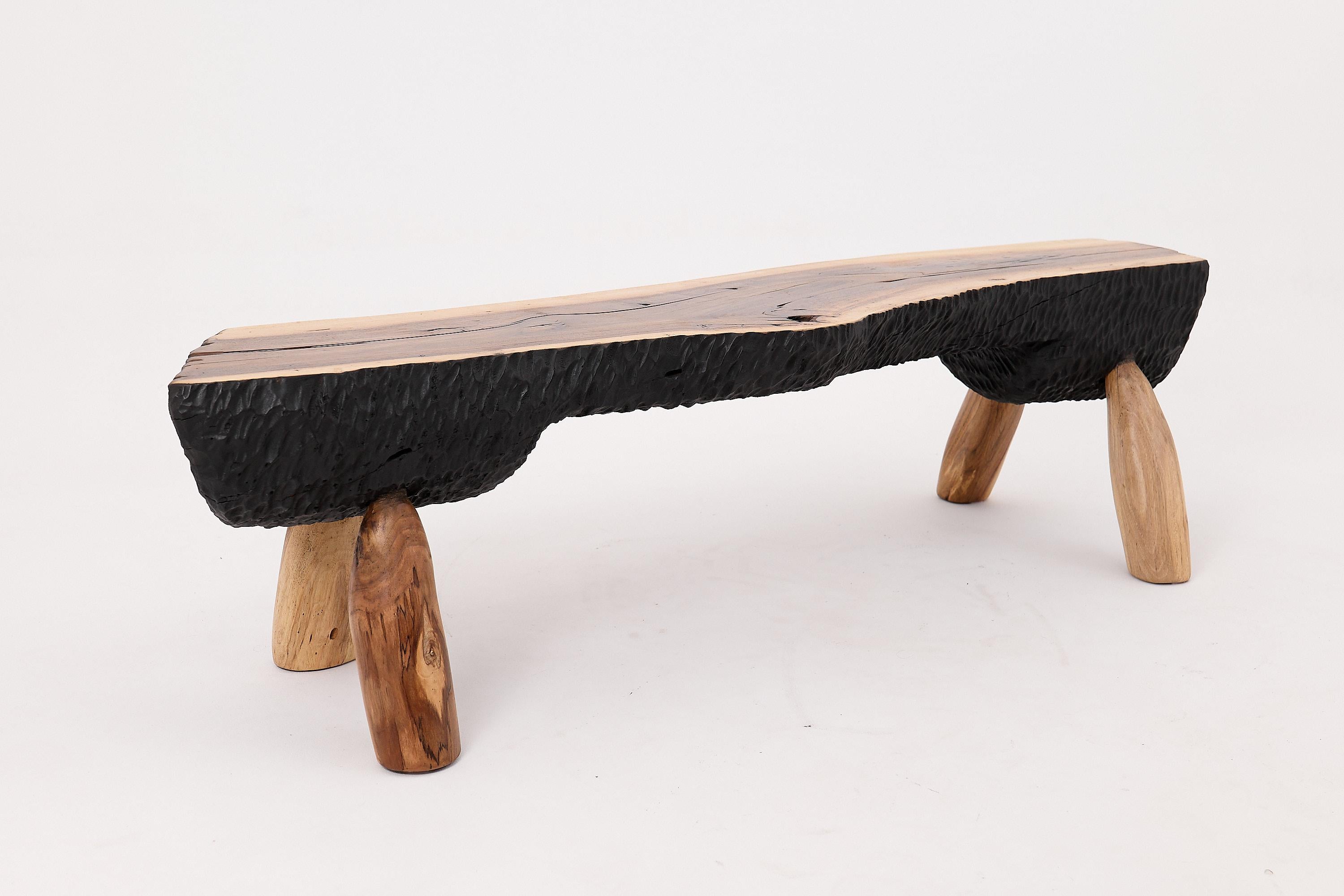 Logniture, Live Edge Walnut Bench, Wabi-Sabi, Brutalist, Log Furniture For Sale 3