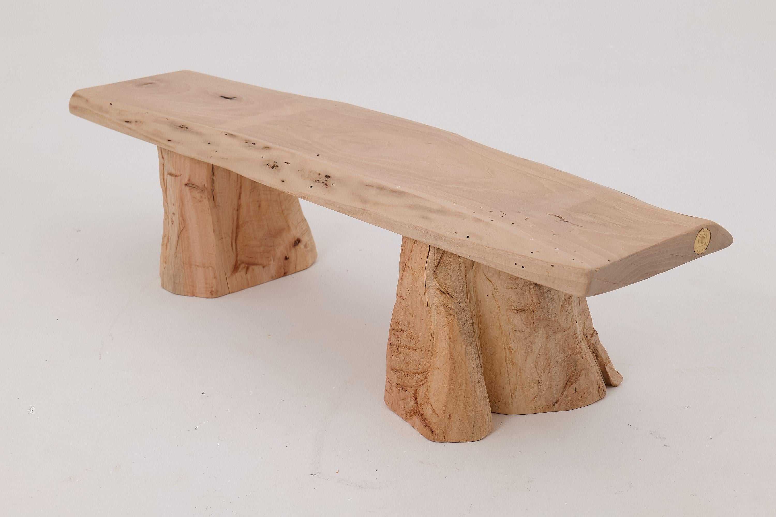 Logniture, Bank aus Nussbaumholz mit naturfarbener Kante, Wabi-Sabi, Brutalismus, Log Furniture im Angebot 4