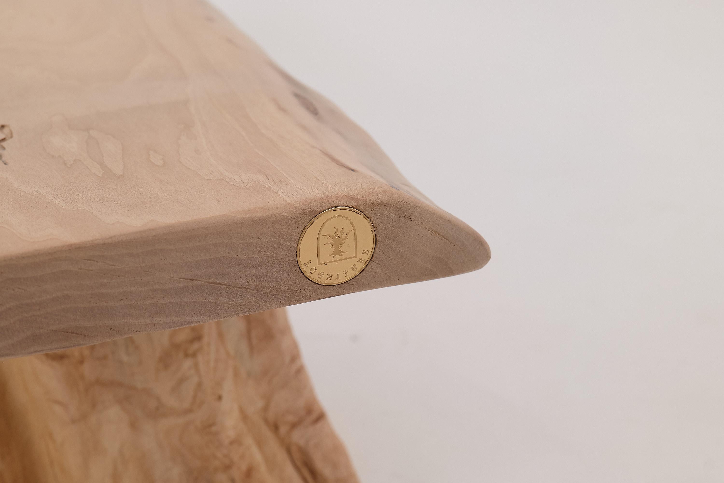 Logniture, Bank aus Nussbaumholz mit naturfarbener Kante, Wabi-Sabi, Brutalismus, Log Furniture im Angebot 6
