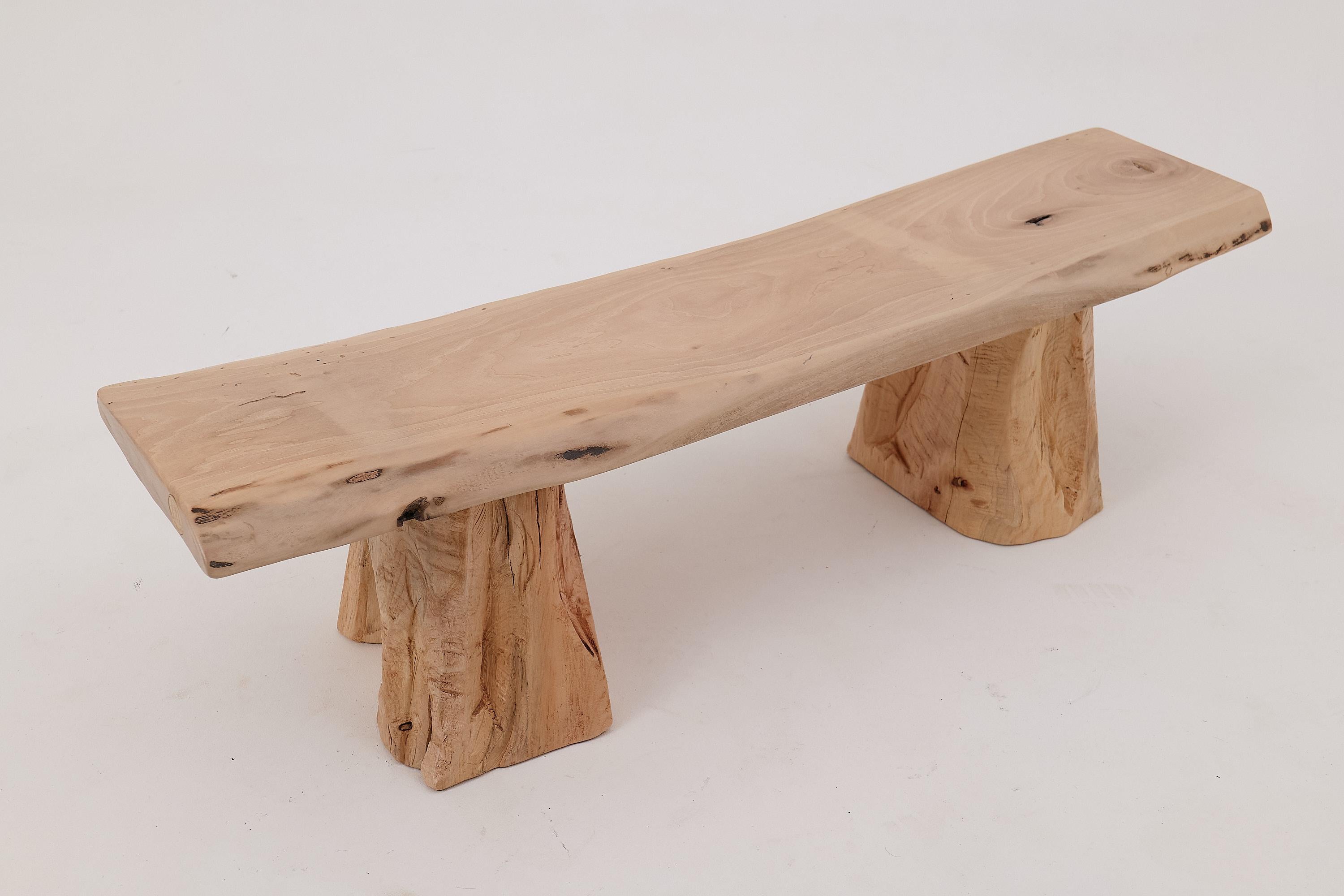 Logniture, Bank aus Nussbaumholz mit naturfarbener Kante, Wabi-Sabi, Brutalismus, Log Furniture im Angebot 8