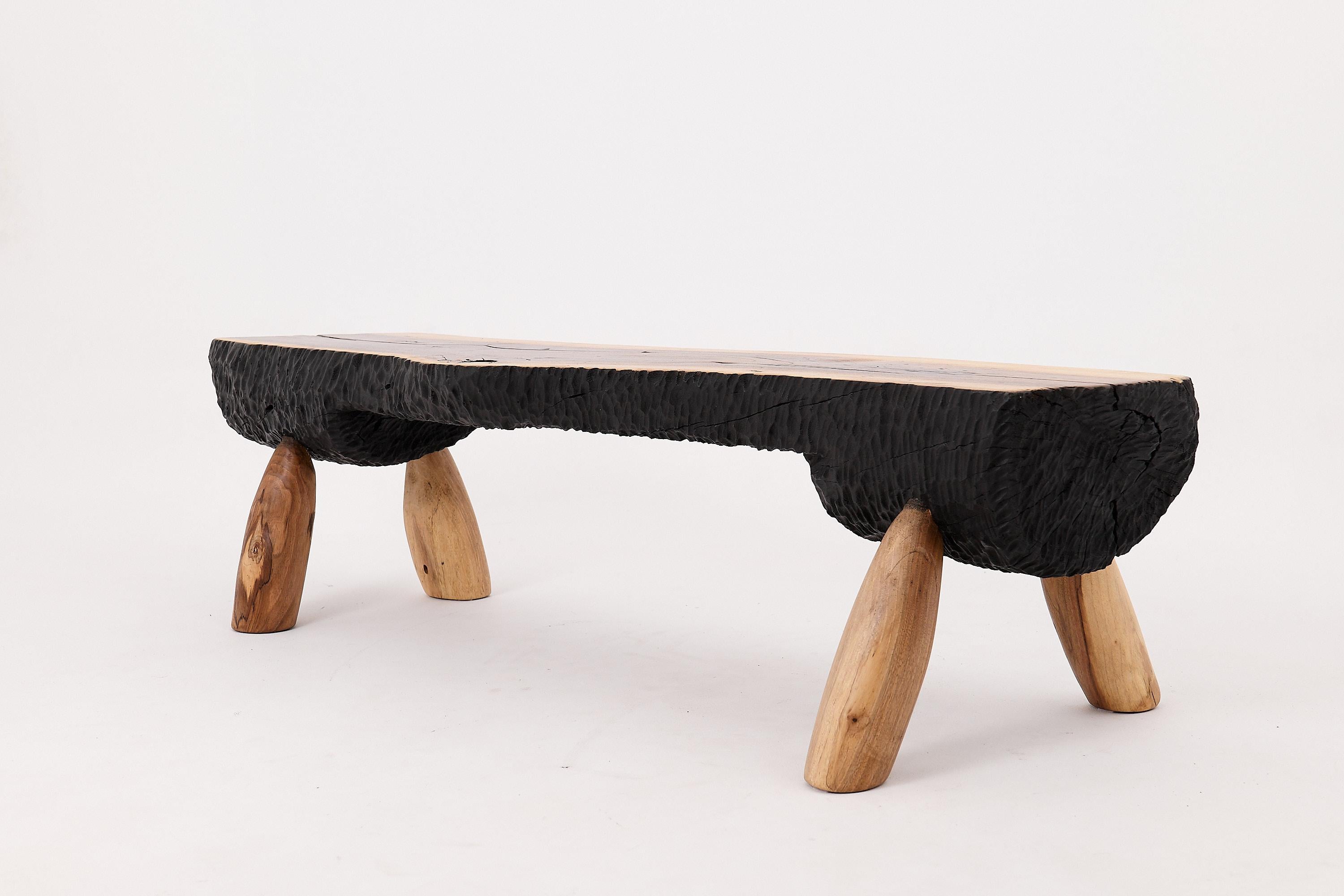 Logniture, Live Edge Walnut Bench, Wabi-Sabi, Brutalist, Log Furniture For Sale 8