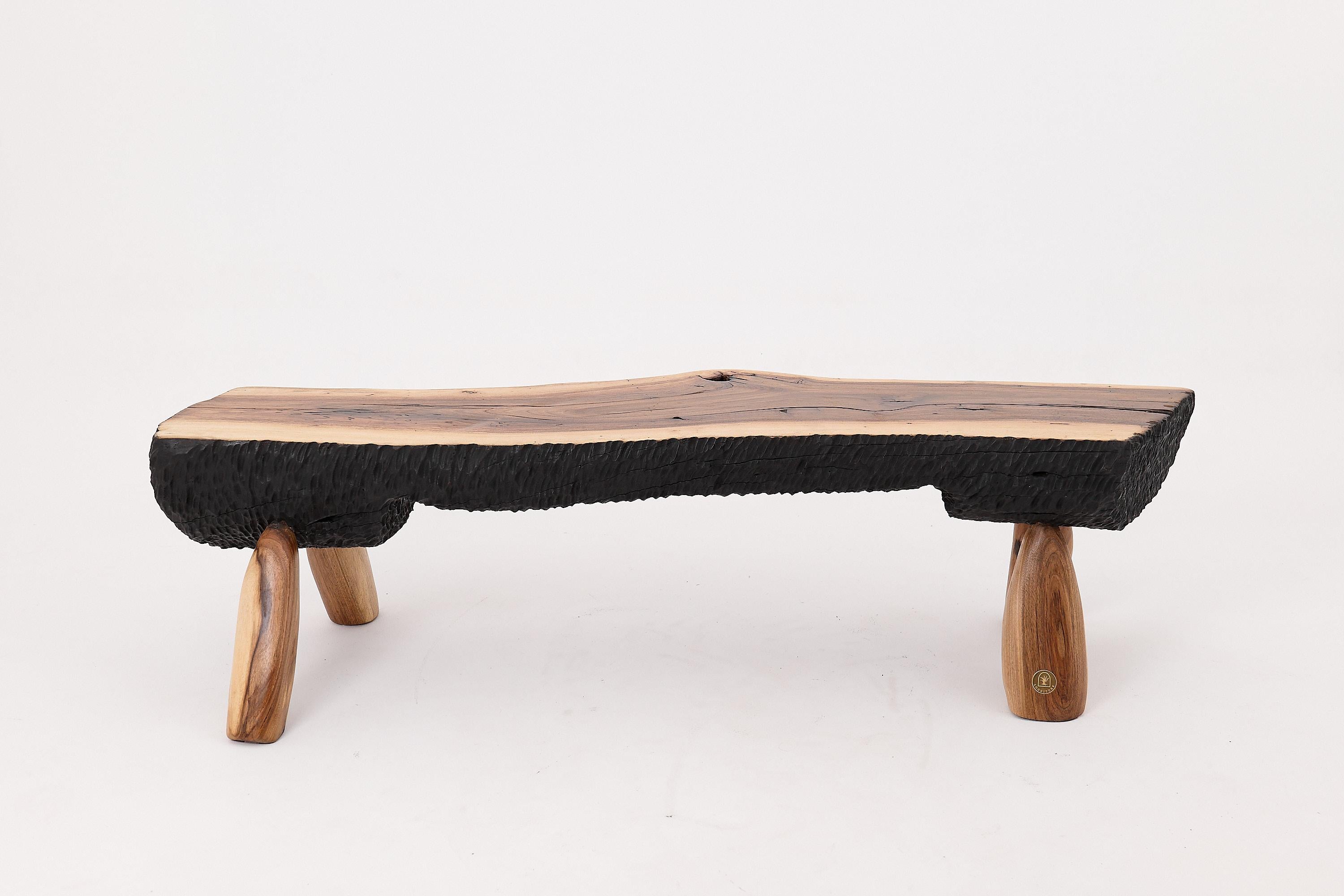 Organic Modern Logniture, Live Edge Walnut Bench, Wabi-Sabi, Brutalist, Log Furniture For Sale