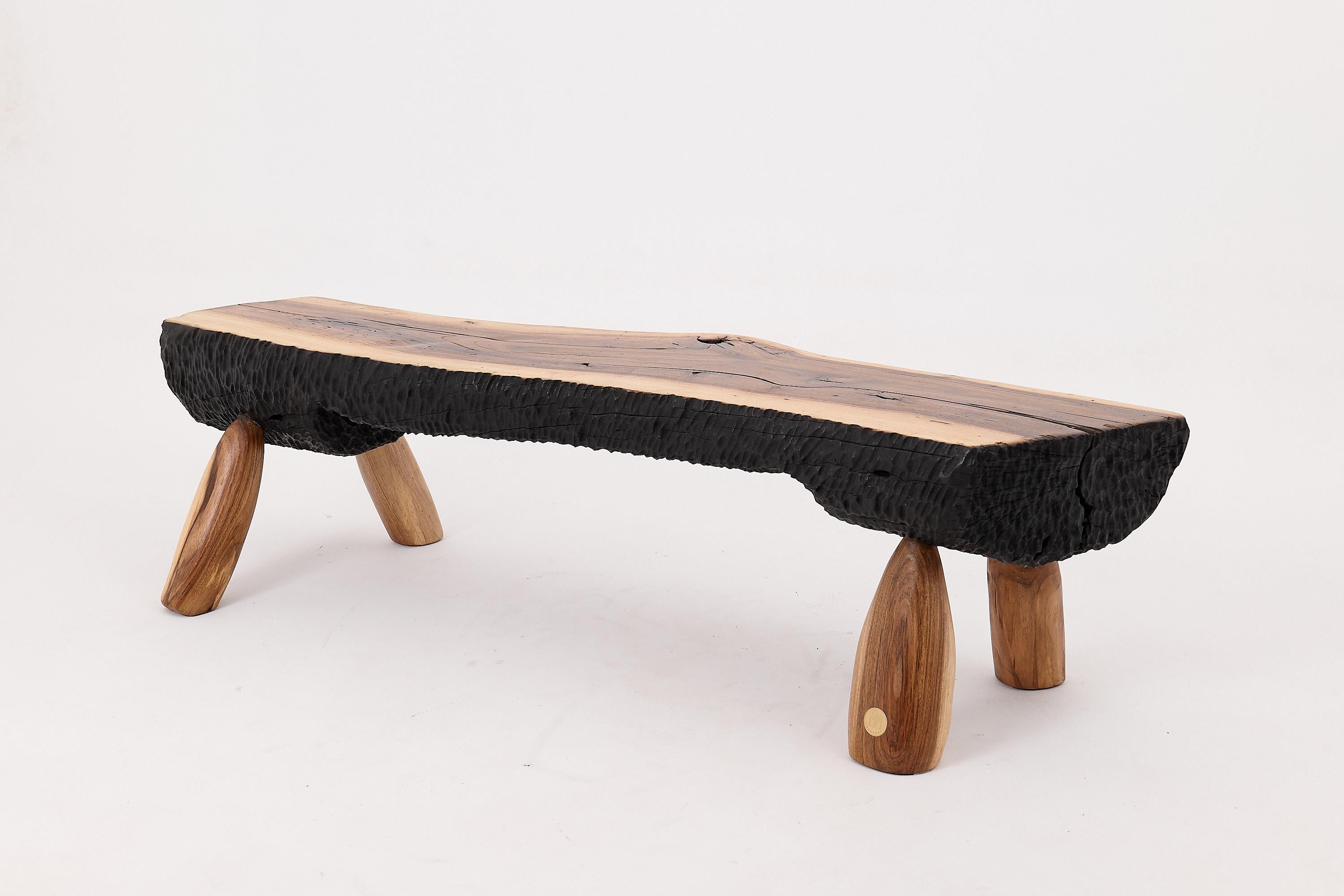 Croatian Logniture, Live Edge Walnut Bench, Wabi-Sabi, Brutalist, Log Furniture For Sale