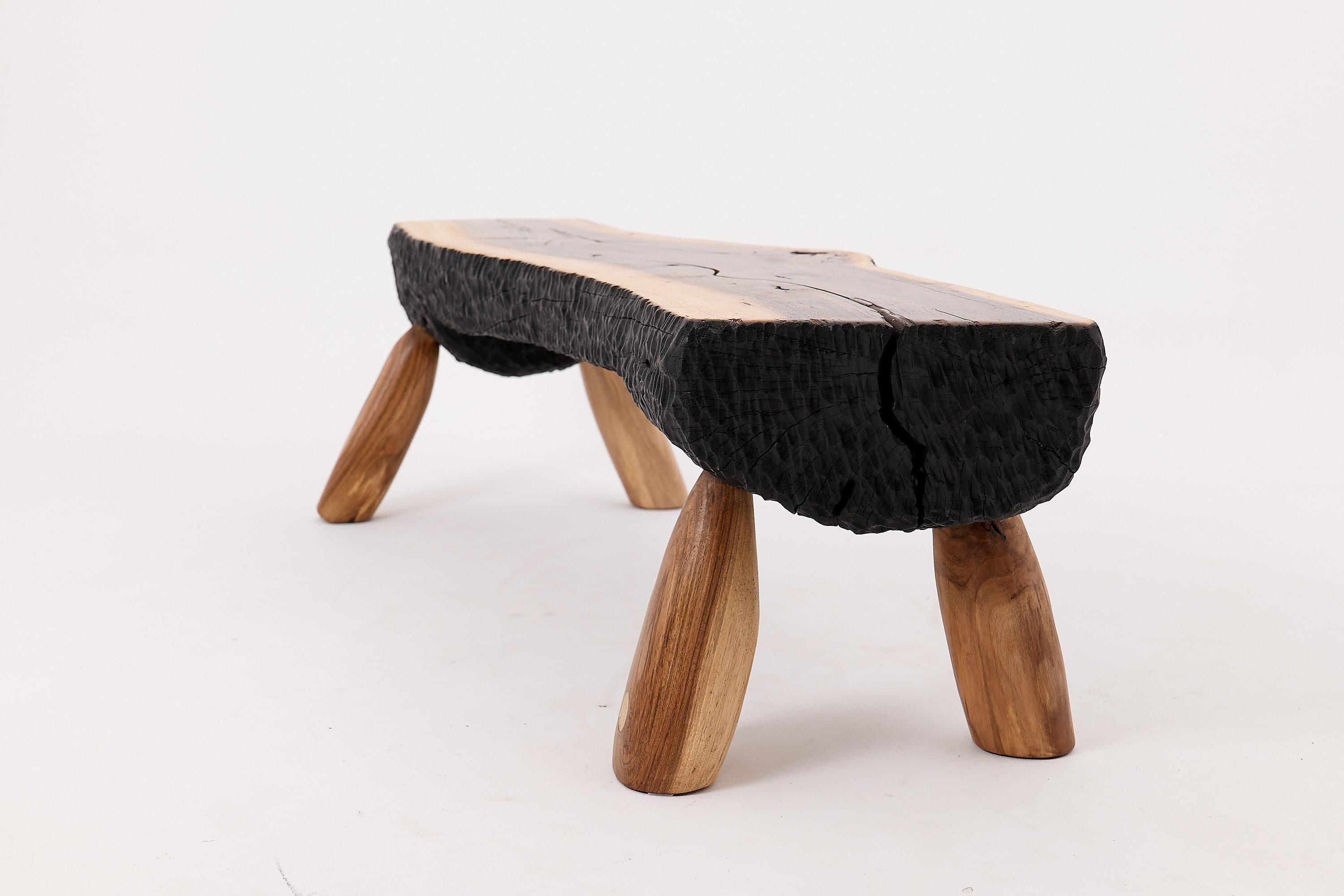 Contemporary Logniture, Live Edge Walnut Bench, Wabi-Sabi, Brutalist, Log Furniture For Sale