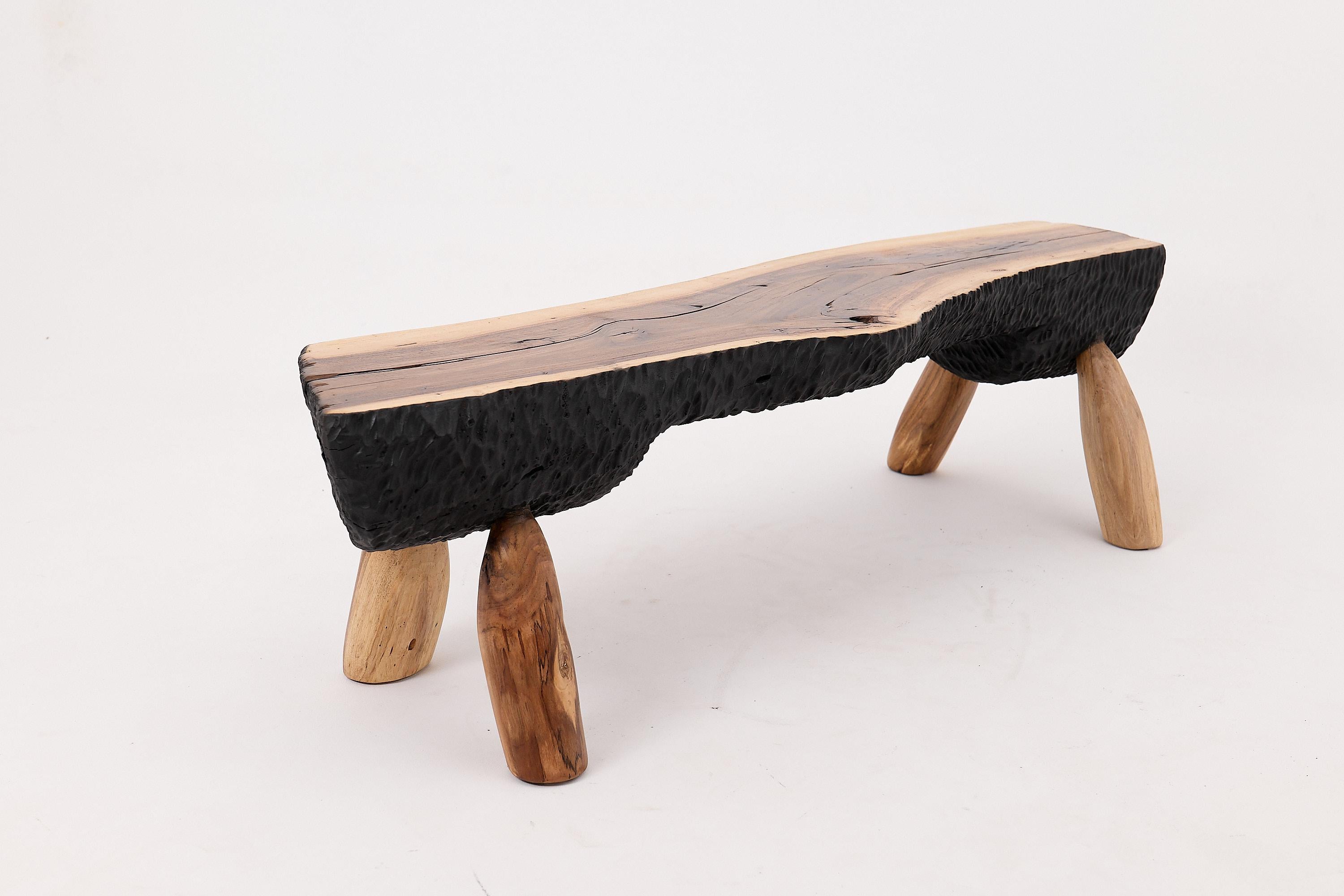 Logniture, Live Edge Walnut Bench, Wabi-Sabi, Brutalist, Log Furniture For Sale 1