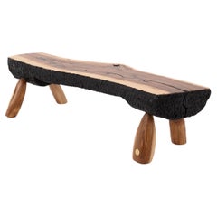 Logniture, Live Edge Walnut Bench, Wabi-Sabi, Brutalist, Log Furniture