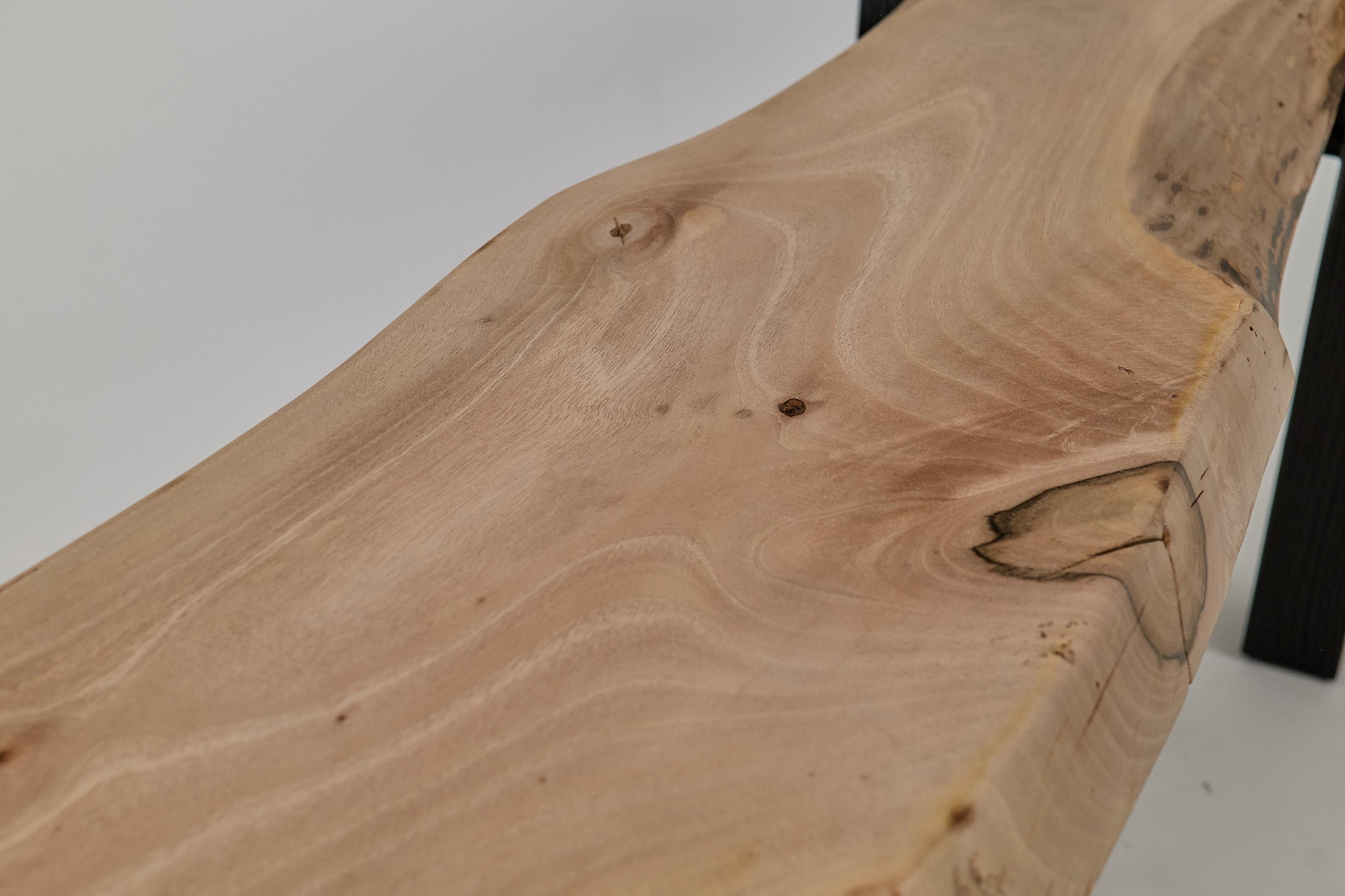 Logniture, Live Edge Walnut & Oak Bench, Wabi-Sabi, Brutalist For Sale 6