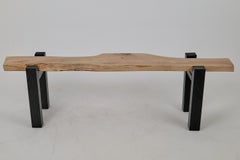 Live Edge, Walnut & Oak Bench, Wabi-Sabi, Handmade, Contemporary, Logniture