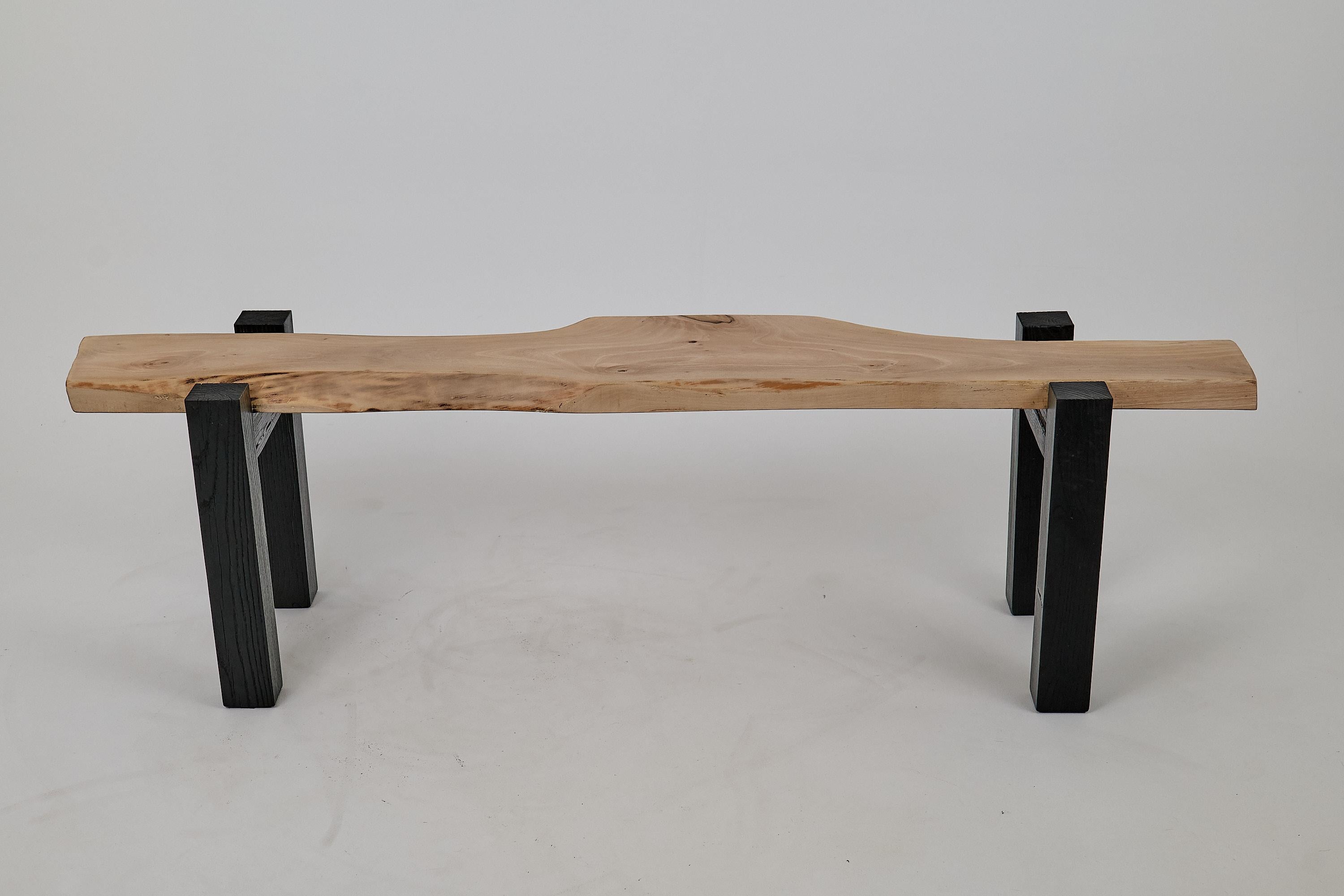 Croatian Logniture, Live Edge Walnut & Oak Bench, Wabi-Sabi, Brutalist For Sale