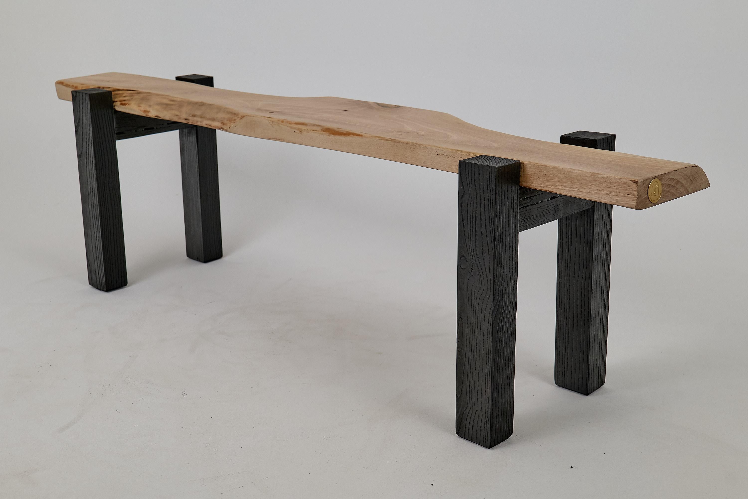 Logniture, Live Edge Walnut & Oak Bench, Wabi-Sabi, Brutalist In New Condition For Sale In Stara Gradiška, HR