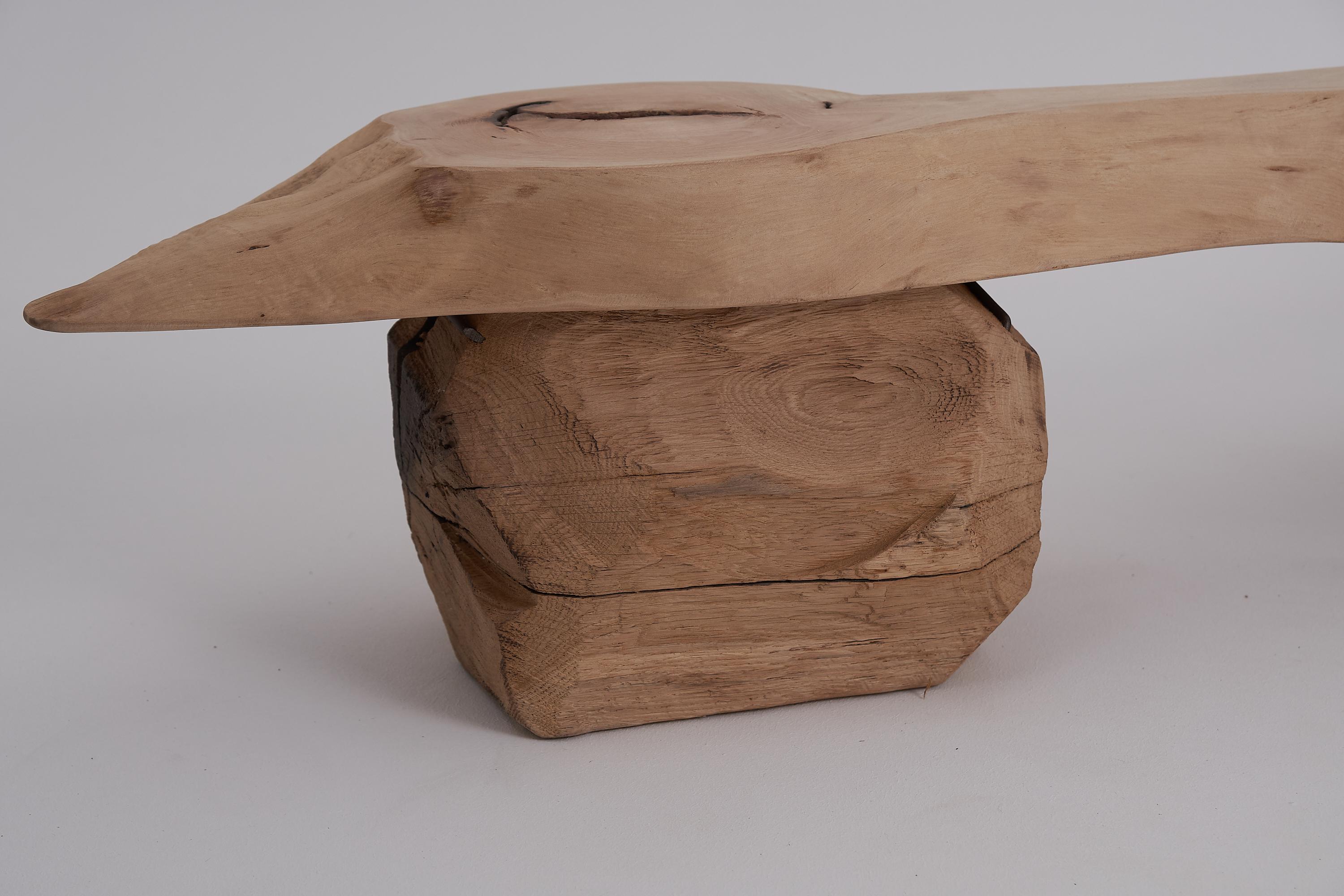 Logniture, Live Edge Walnut & Oak Bench, Wabi-Sabi, Brutalist, Log Furniture en vente 2