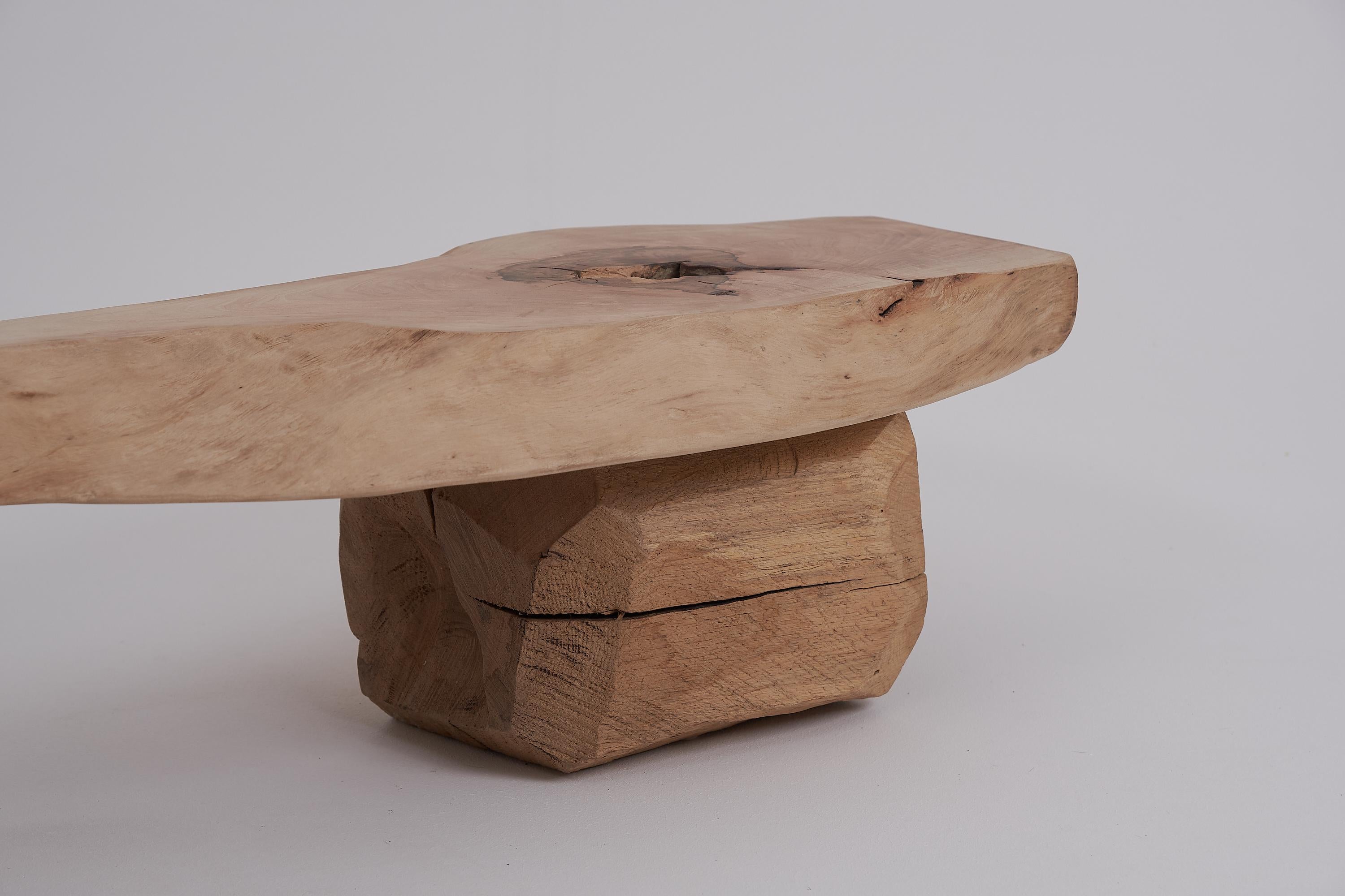 Logniture, Live Edge Walnut & Oak Bench, Wabi-Sabi, Brutalist, Log Furniture en vente 3