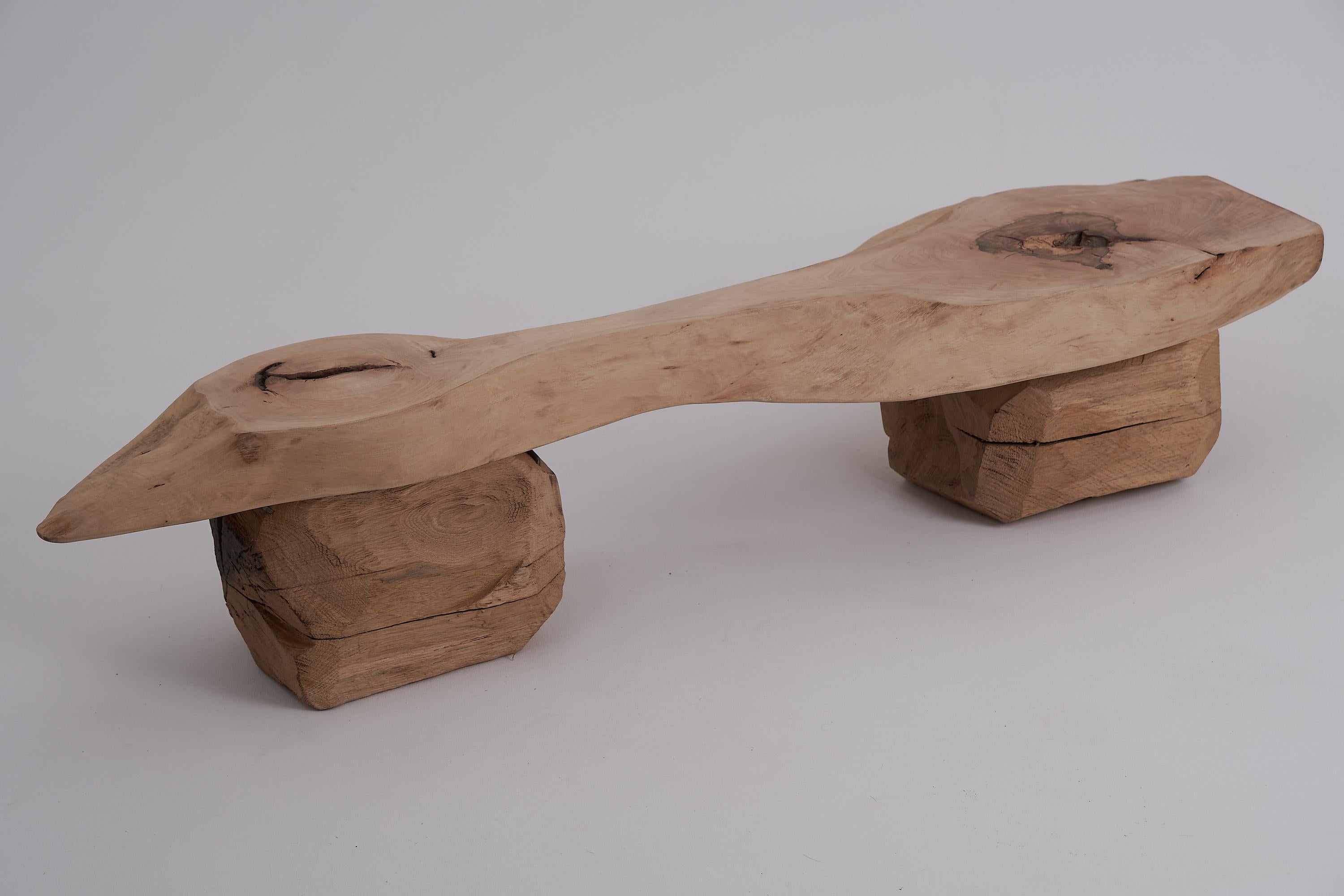 Logniture, Live Edge Walnut & Oak Bench, Wabi-Sabi, Brutalist, Log Furniture en vente 4