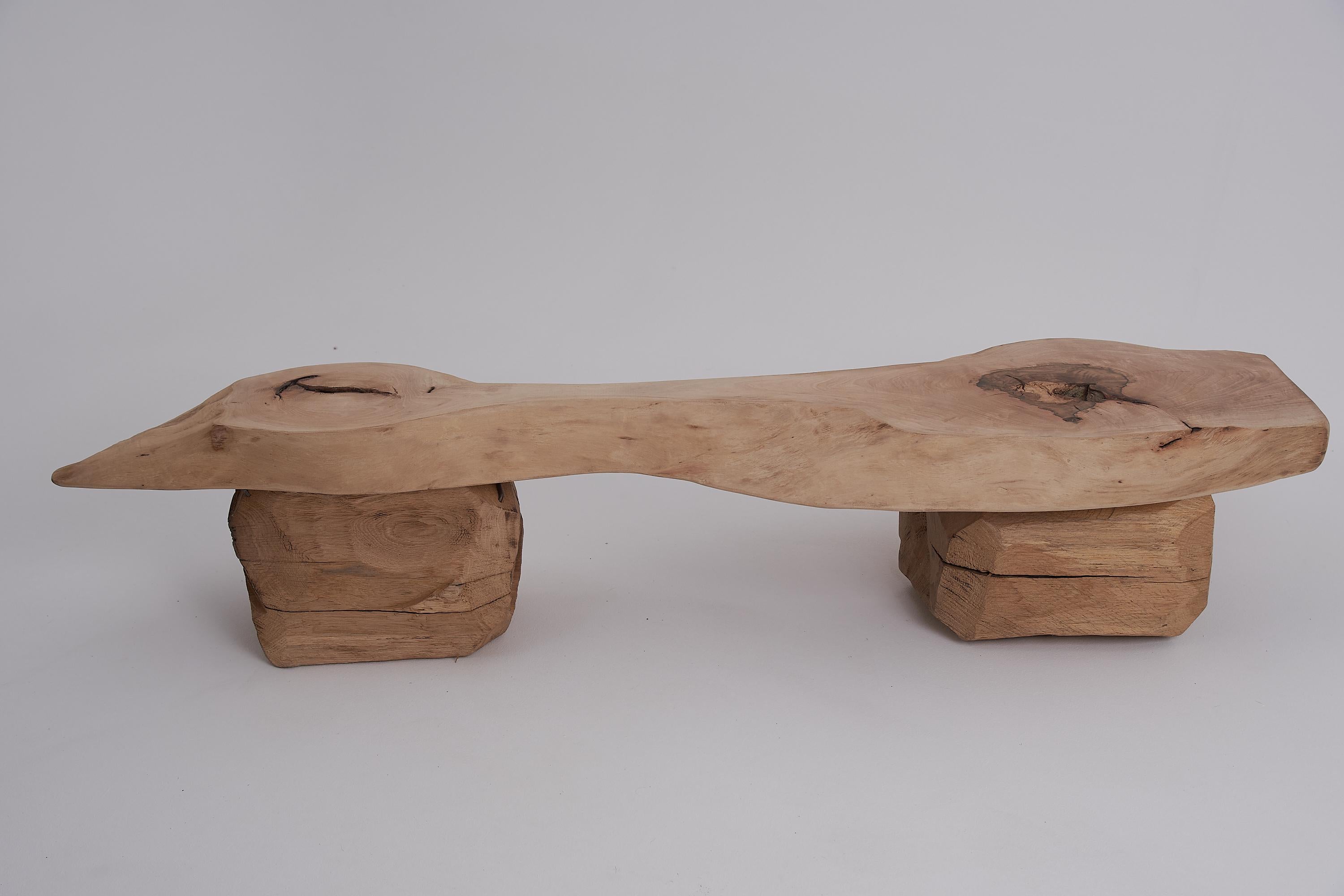 Logniture, Live Edge Walnut & Oak Bench, Wabi-Sabi, Brutalist, Log Furniture en vente 5
