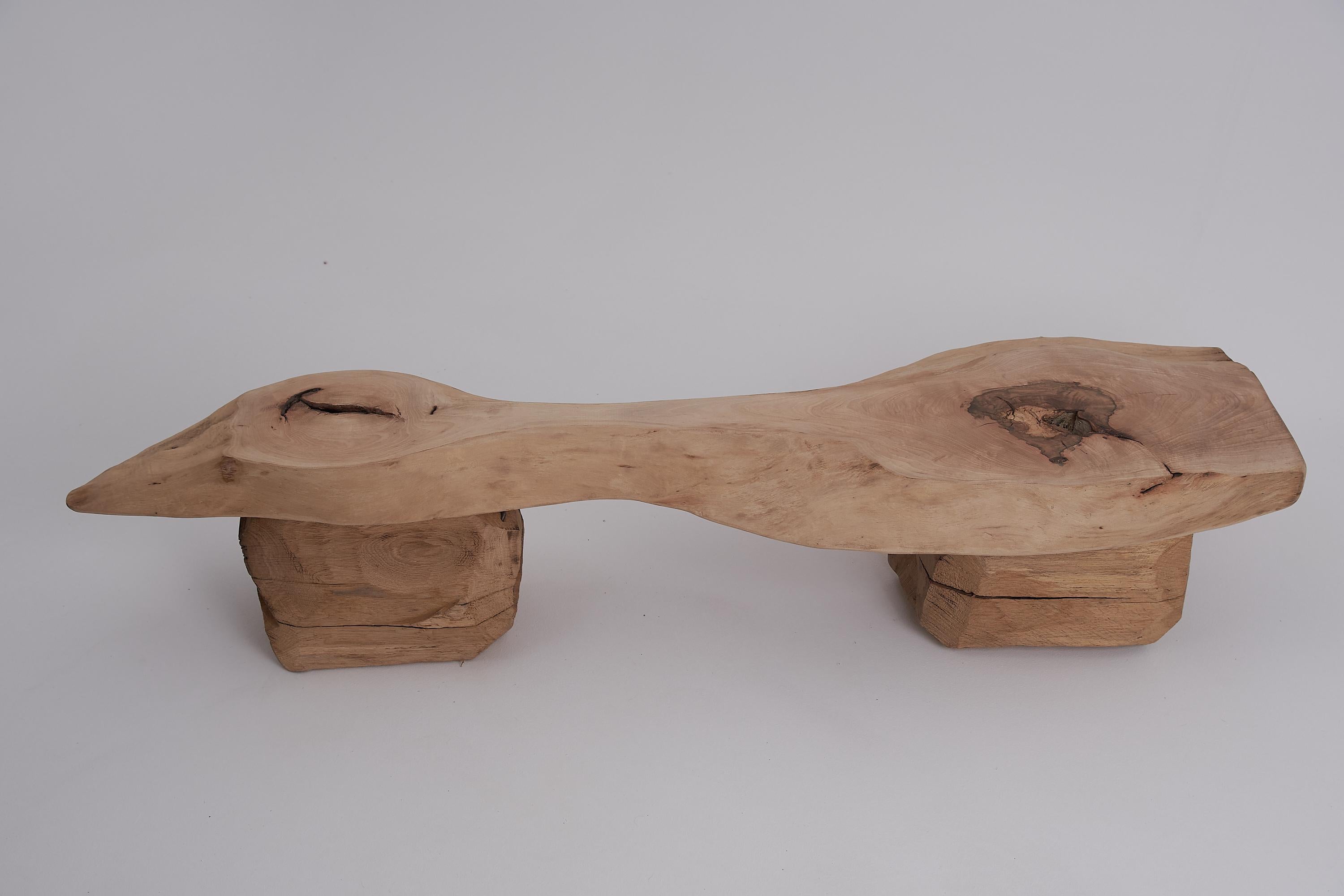 Logniture, Live Edge Walnut & Oak Bench, Wabi-Sabi, Brutalist, Log Furniture en vente 6